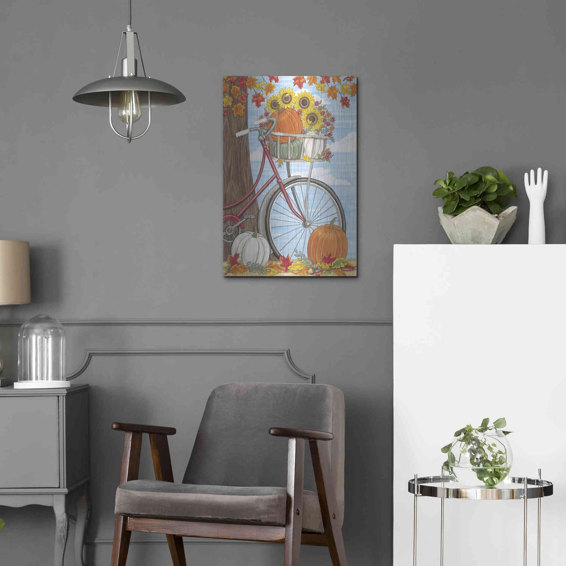 Luxe Metal Art 'Fall Bicycle' by Deb Strain, Metal Wall Art,16x24