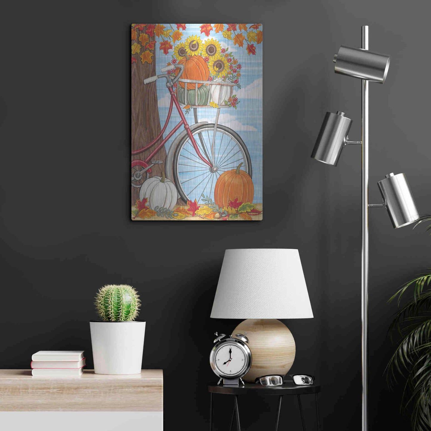 Luxe Metal Art 'Fall Bicycle' by Deb Strain, Metal Wall Art,16x24