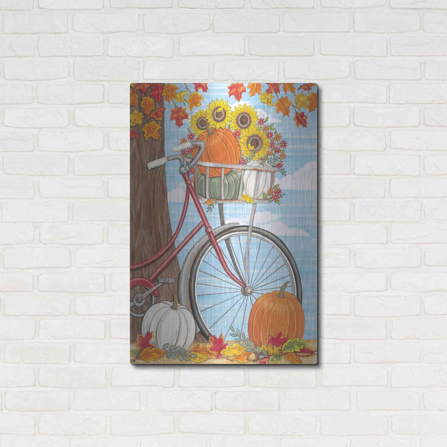 Luxe Metal Art 'Fall Bicycle' by Deb Strain, Metal Wall Art,24x36