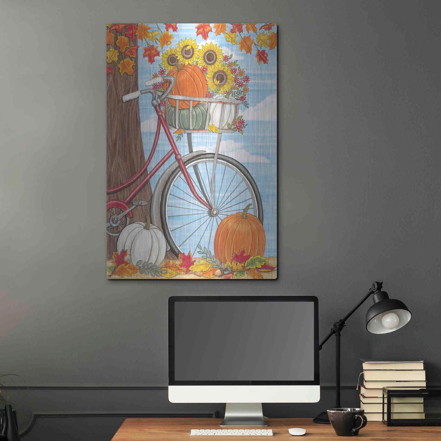 Luxe Metal Art 'Fall Bicycle' by Deb Strain, Metal Wall Art,24x36