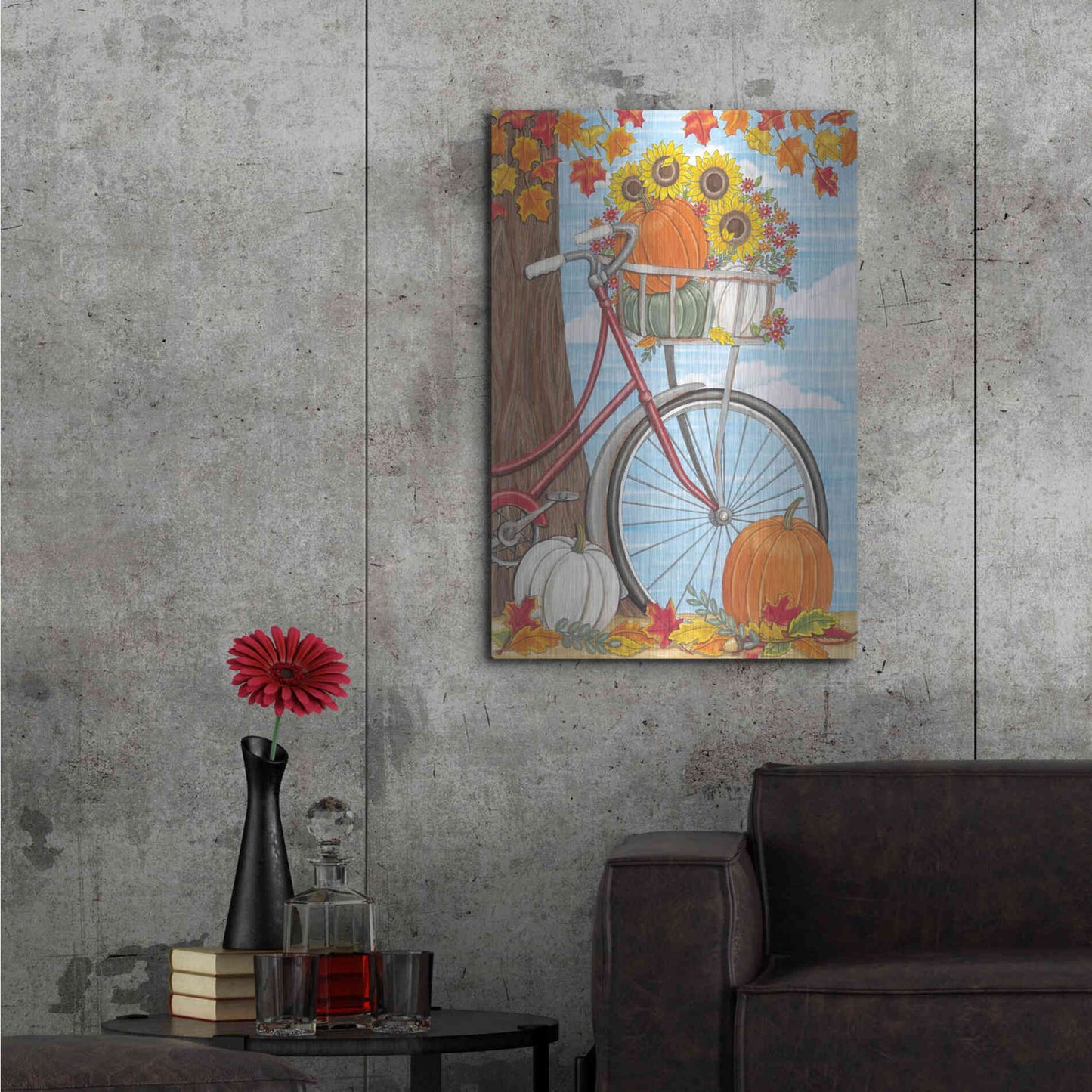 Luxe Metal Art 'Fall Bicycle' by Deb Strain, Metal Wall Art,24x36