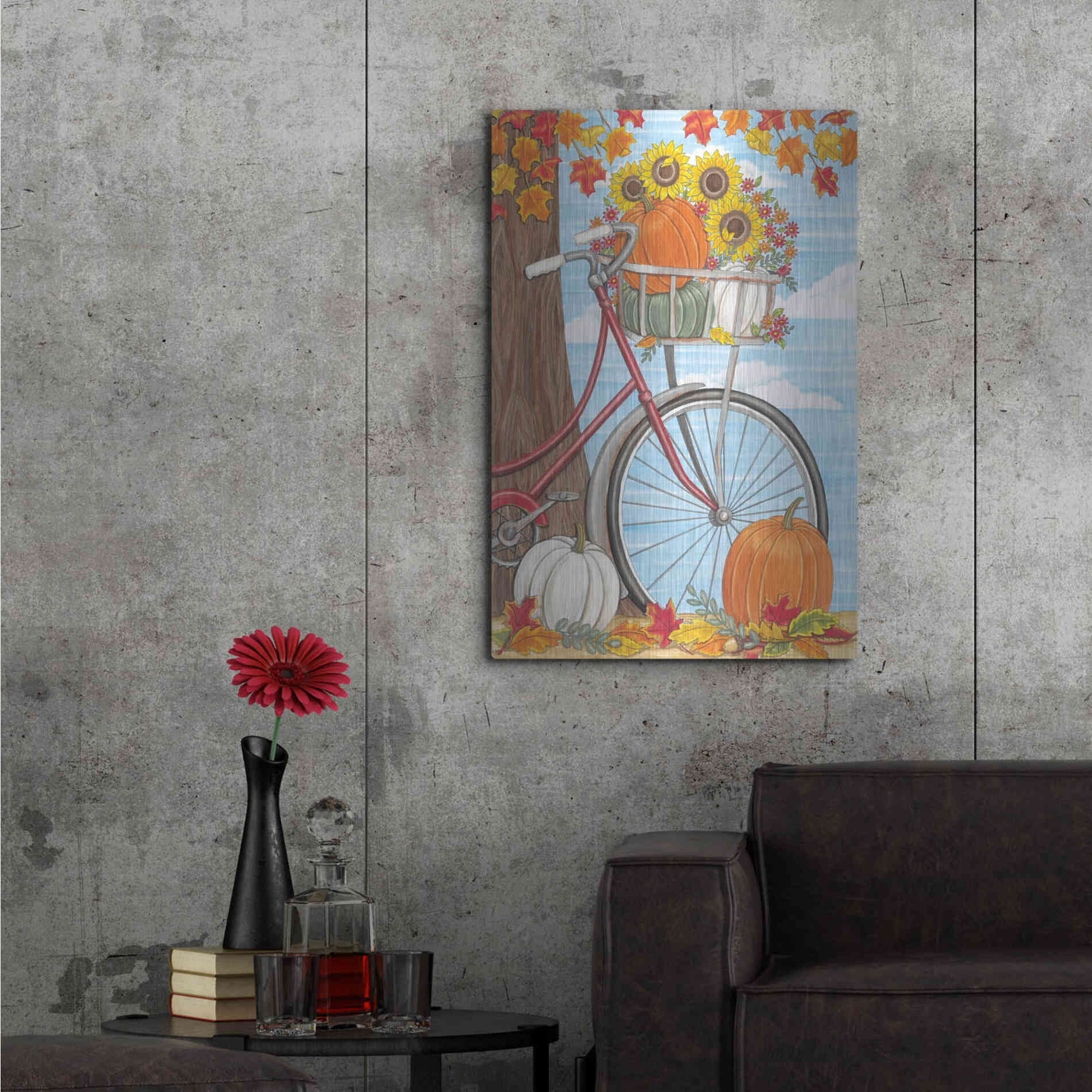 Luxe Metal Art 'Fall Bicycle' by Deb Strain, Metal Wall Art,24x36