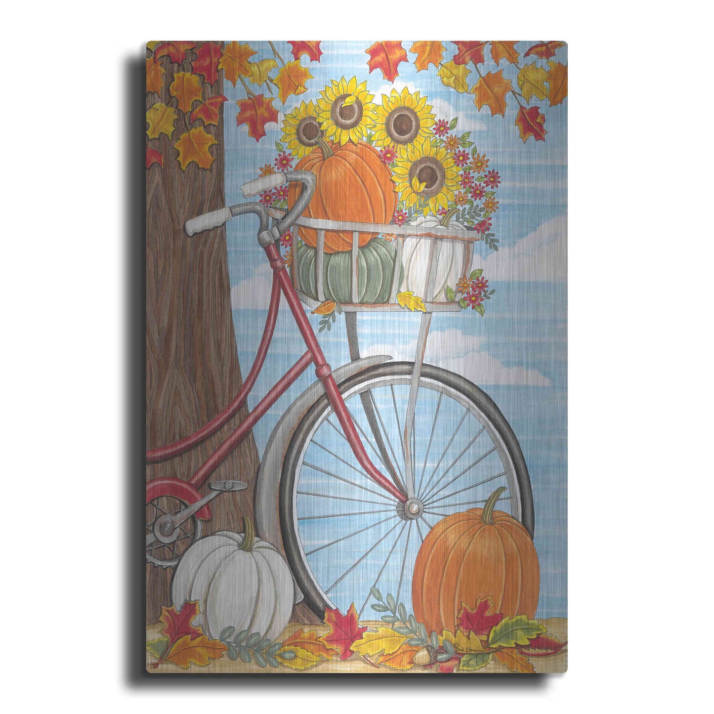 Luxe Metal Art 'Fall Bicycle' by Deb Strain, Metal Wall Art