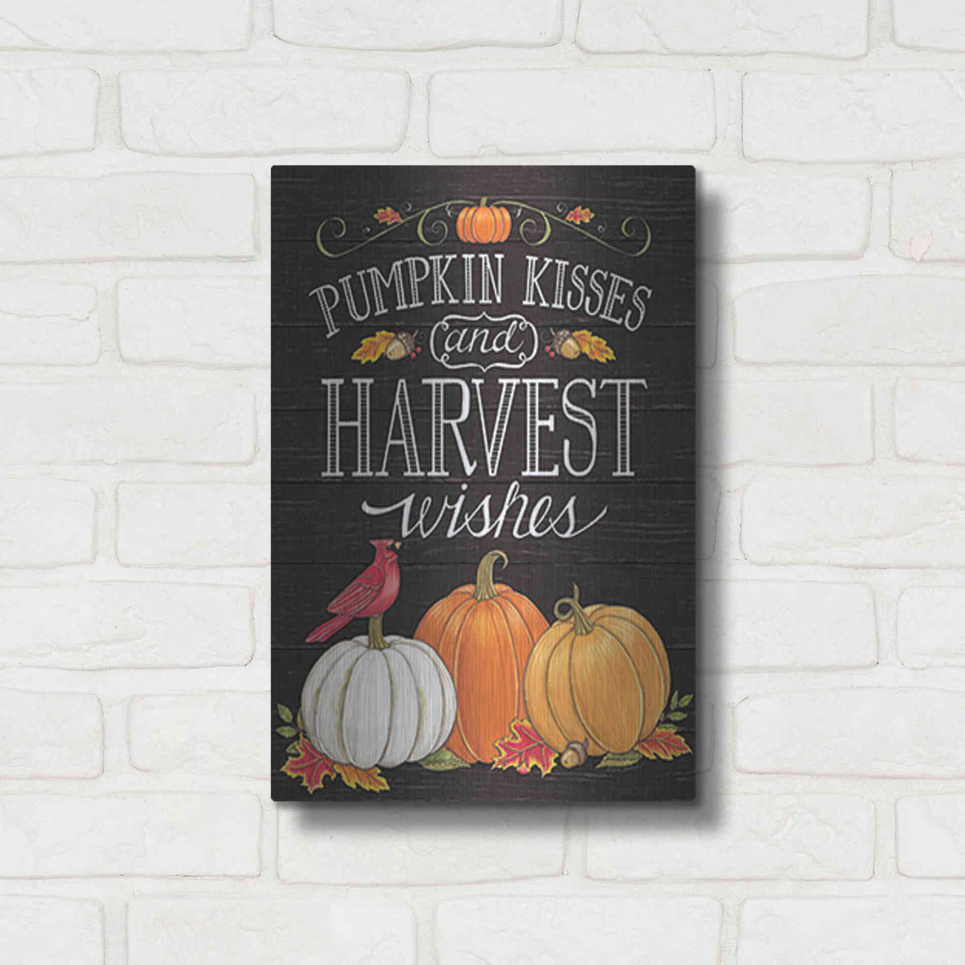 Luxe Metal Art 'Pumpkin Kisses & Harvest Wishes' by Deb Strain, Metal Wall Art,12x16