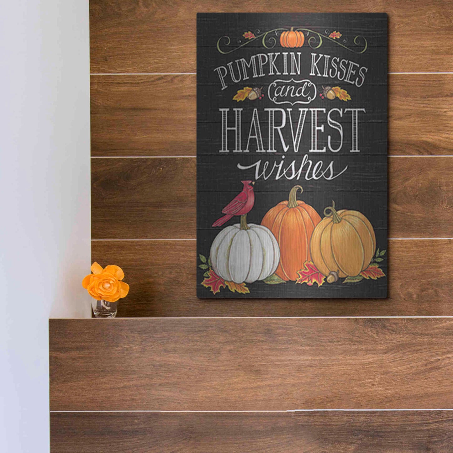 Luxe Metal Art 'Pumpkin Kisses & Harvest Wishes' by Deb Strain, Metal Wall Art,12x16