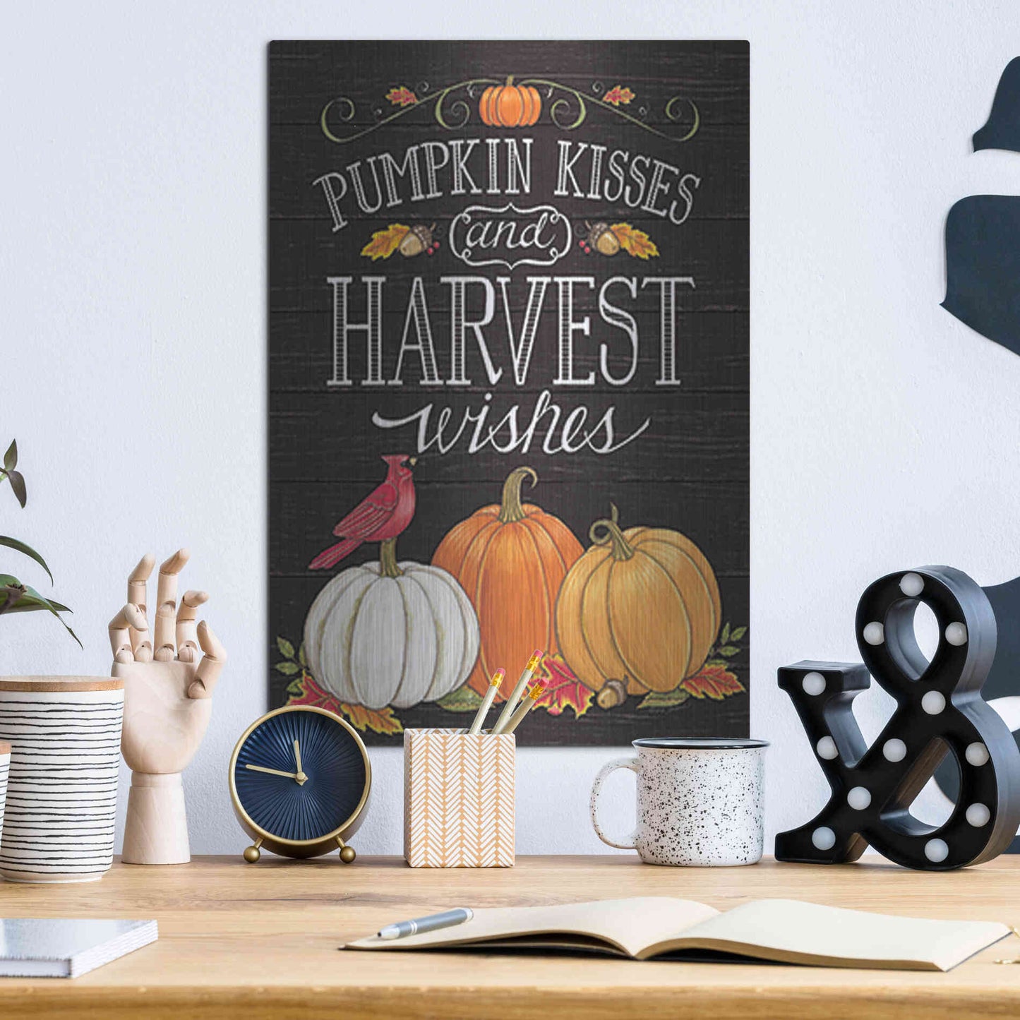 Luxe Metal Art 'Pumpkin Kisses & Harvest Wishes' by Deb Strain, Metal Wall Art,12x16