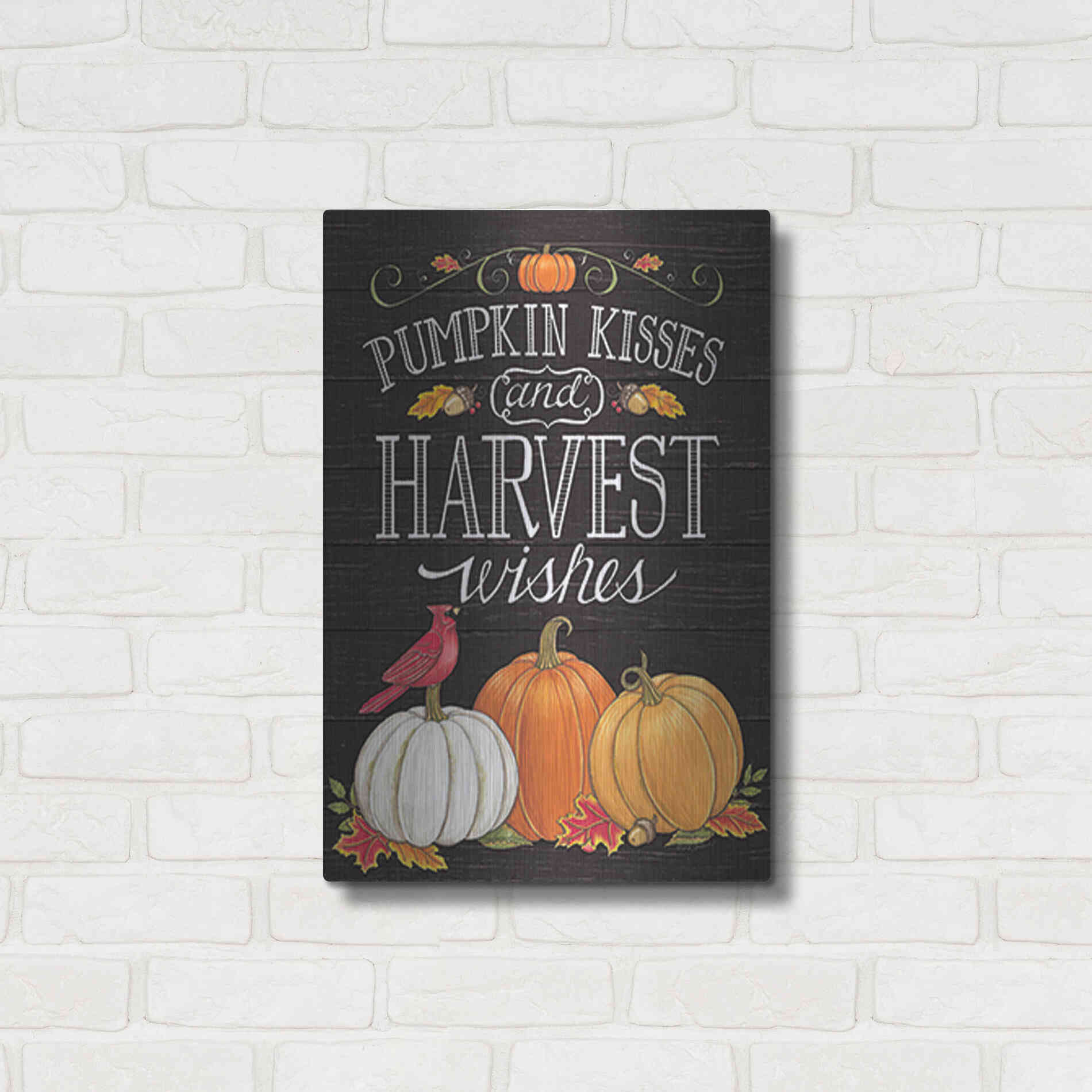 Luxe Metal Art 'Pumpkin Kisses & Harvest Wishes' by Deb Strain, Metal Wall Art,16x24