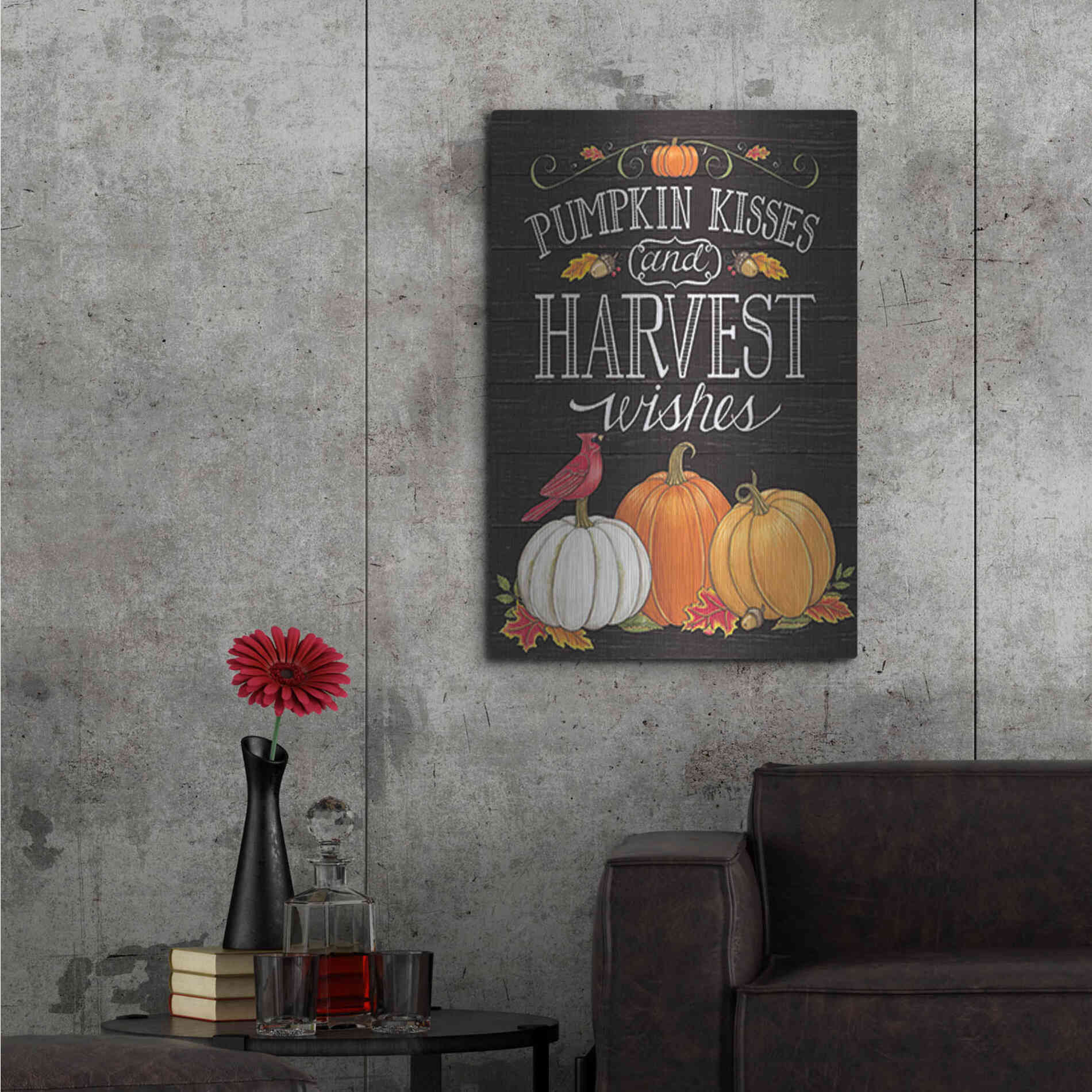 Luxe Metal Art 'Pumpkin Kisses & Harvest Wishes' by Deb Strain, Metal Wall Art,24x36
