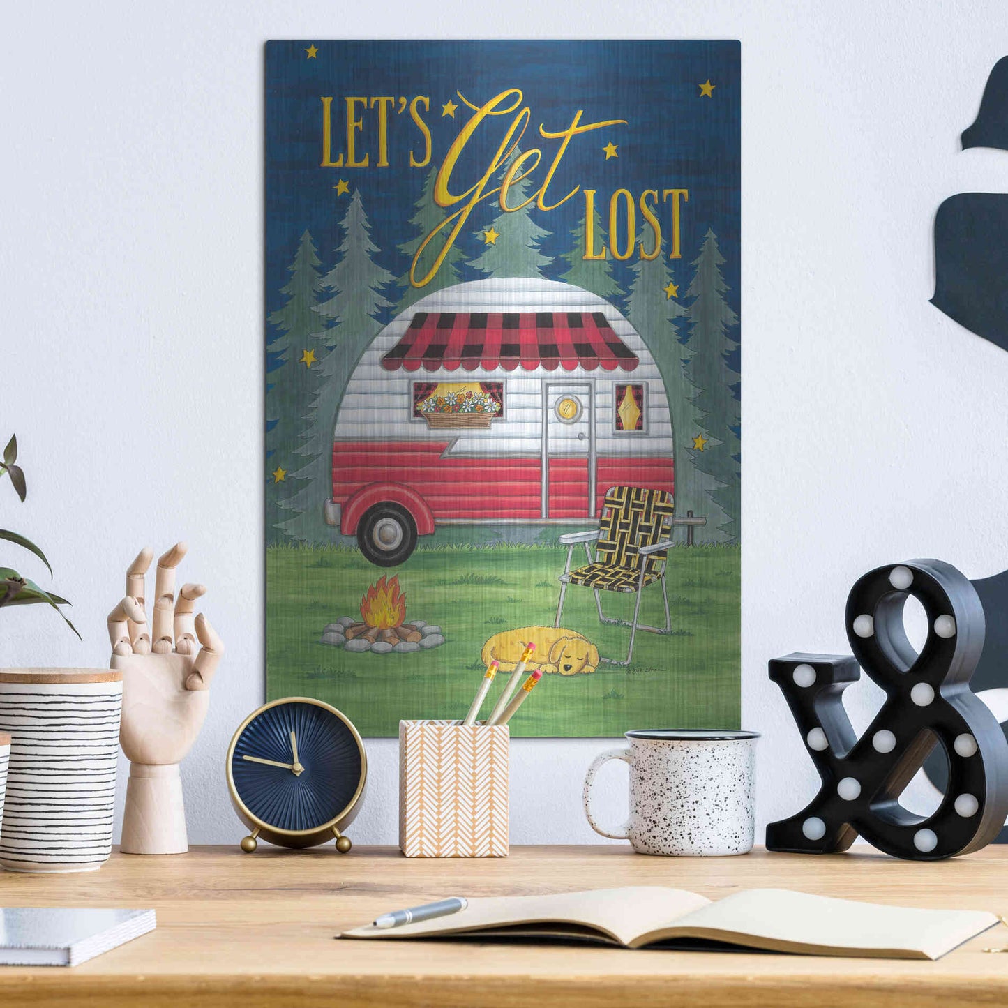 Luxe Metal Art 'Let's Get Lost' by Deb Strain, Metal Wall Art,12x16