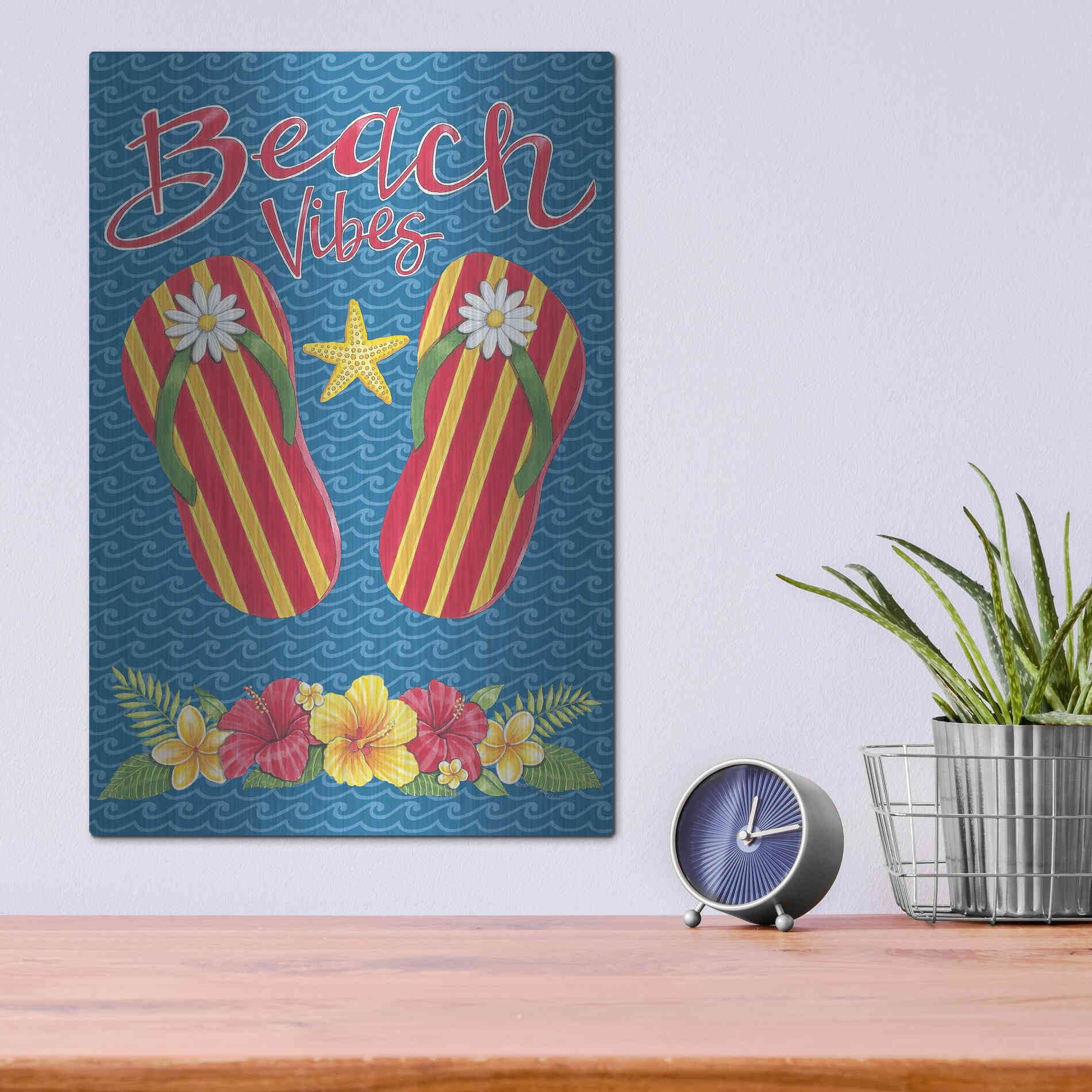 Luxe Metal Art 'Beach Vibes' by Deb Strain, Metal Wall Art,12x16