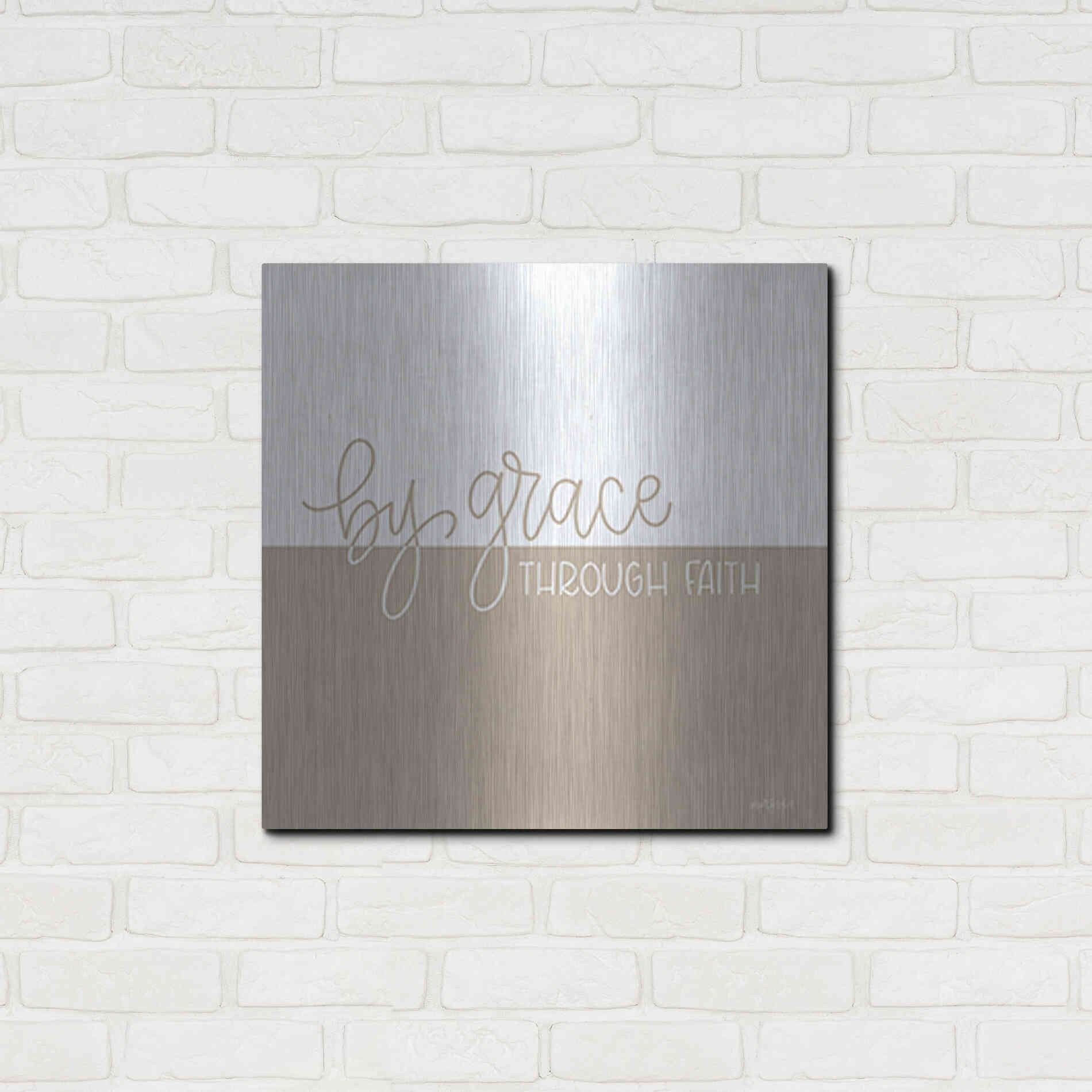 Luxe Metal Art 'By Grace - Through Faith    ' by Imperfect Dust, Metal Wall Art,24x24