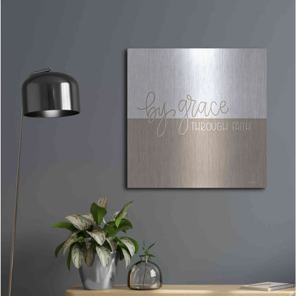 Luxe Metal Art 'By Grace - Through Faith    ' by Imperfect Dust, Metal Wall Art,24x24