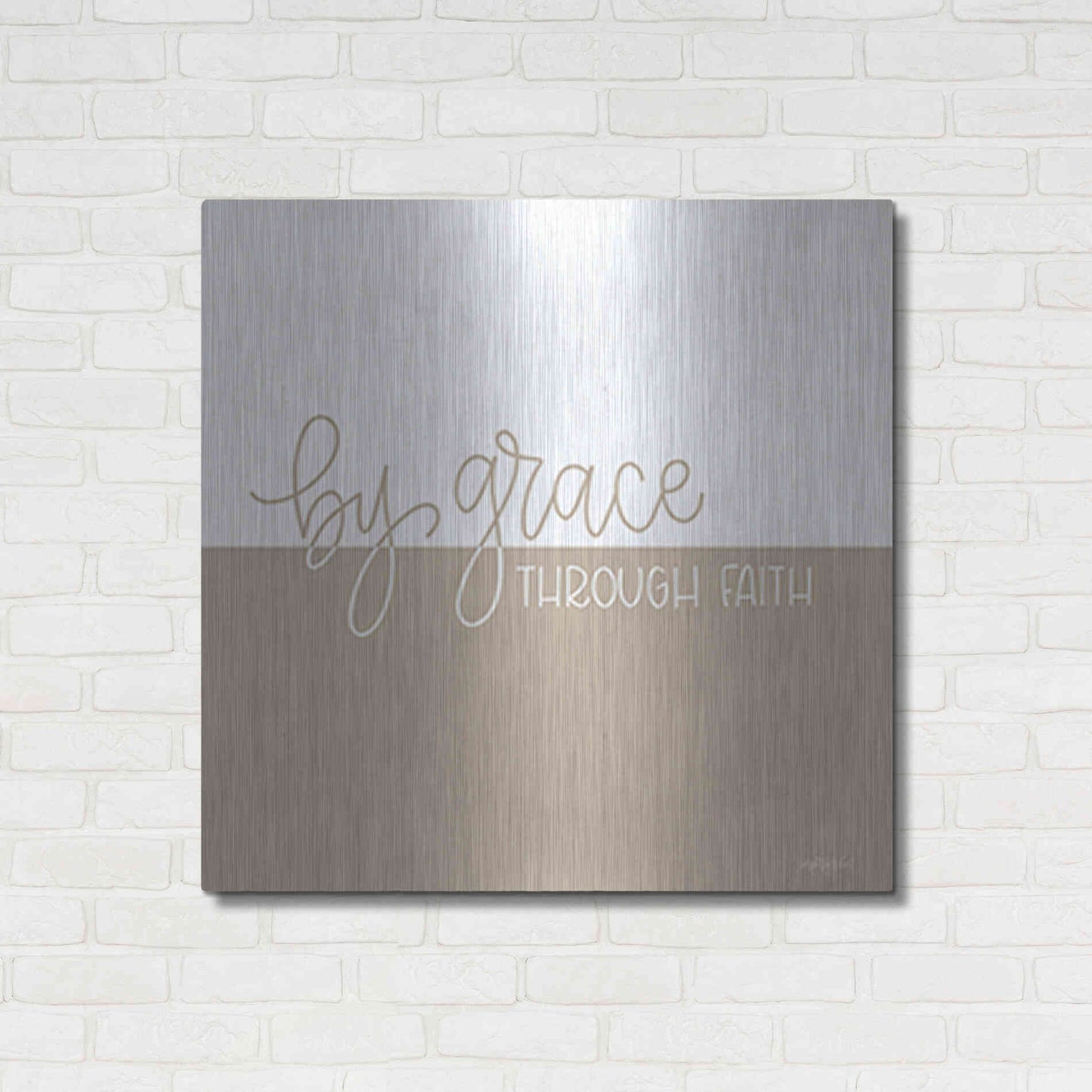 Luxe Metal Art 'By Grace - Through Faith    ' by Imperfect Dust, Metal Wall Art,36x36