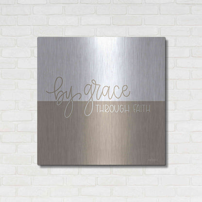 Luxe Metal Art 'By Grace - Through Faith    ' by Imperfect Dust, Metal Wall Art,36x36