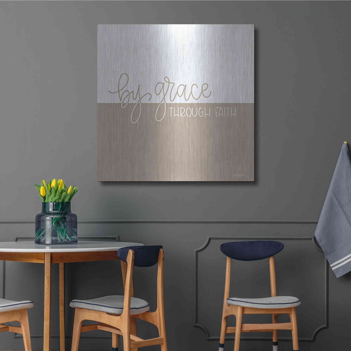 Luxe Metal Art 'By Grace - Through Faith    ' by Imperfect Dust, Metal Wall Art,36x36