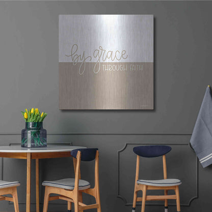 Luxe Metal Art 'By Grace - Through Faith    ' by Imperfect Dust, Metal Wall Art,36x36