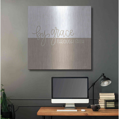 Luxe Metal Art 'By Grace - Through Faith    ' by Imperfect Dust, Metal Wall Art,36x36