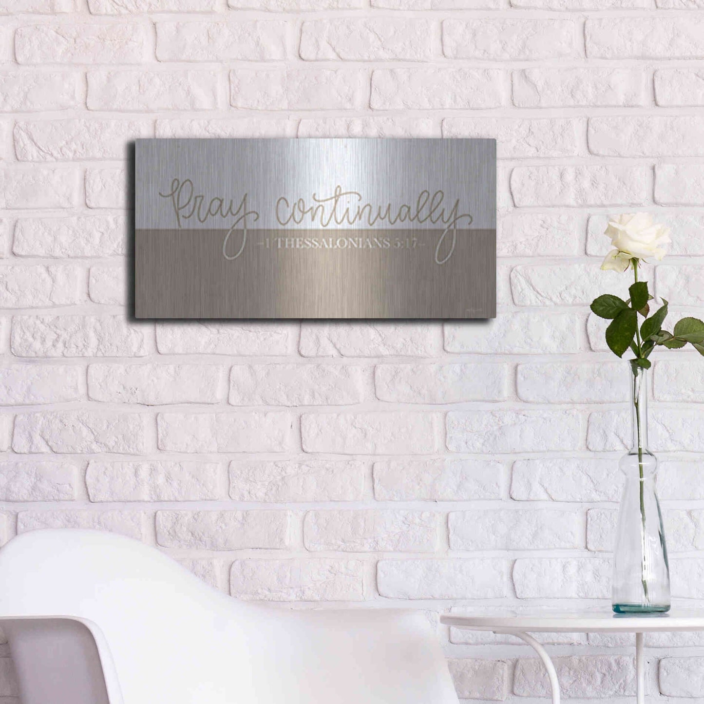 Luxe Metal Art 'Pray Continually    ' by Imperfect Dust, Metal Wall Art,24x12