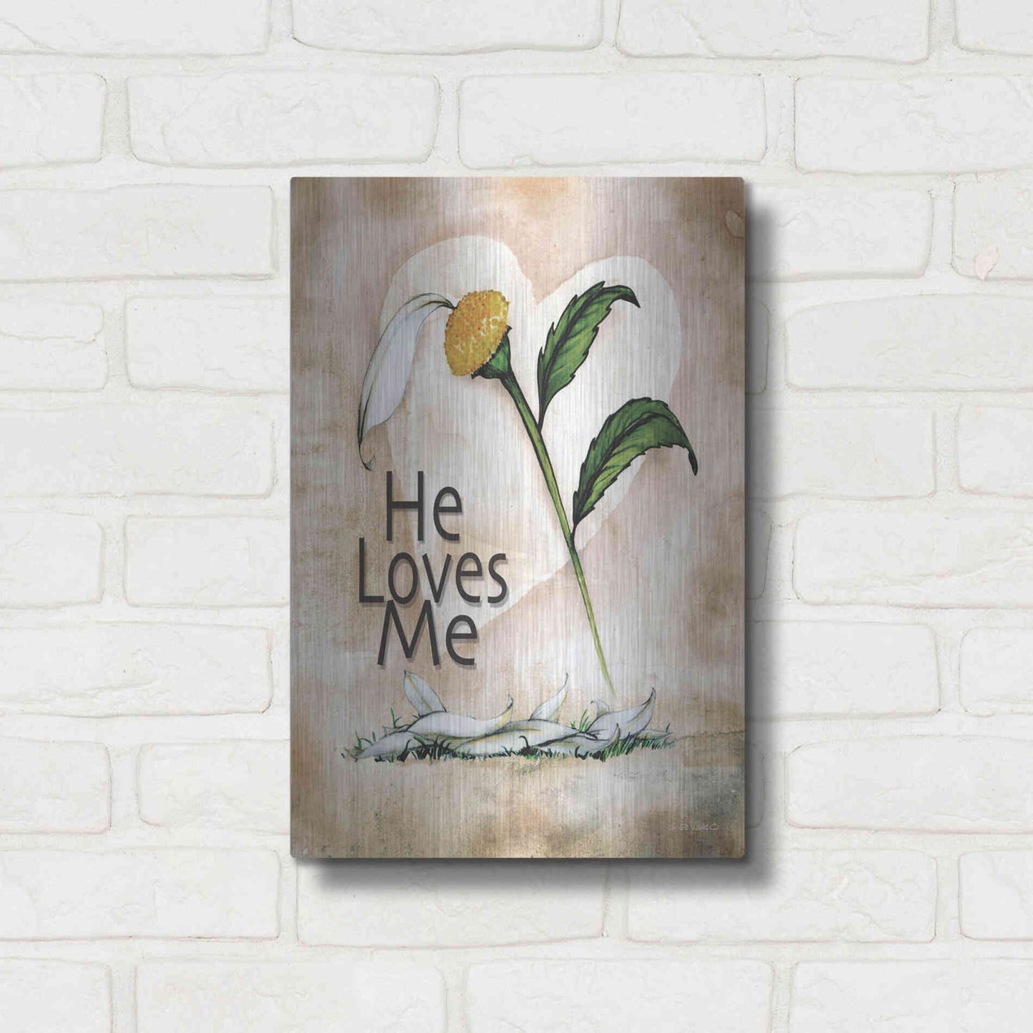 Luxe Metal Art 'He Loves Me' by Ed Wargo, Metal Wall Art,12x16