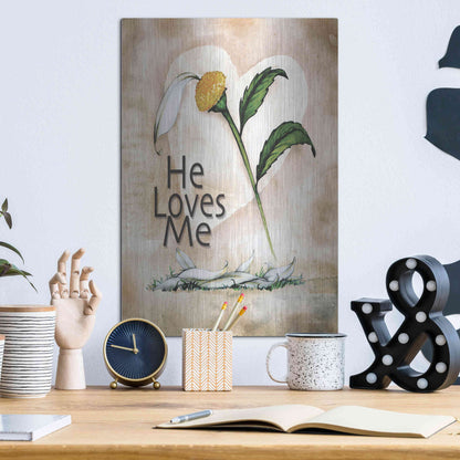Luxe Metal Art 'He Loves Me' by Ed Wargo, Metal Wall Art,12x16