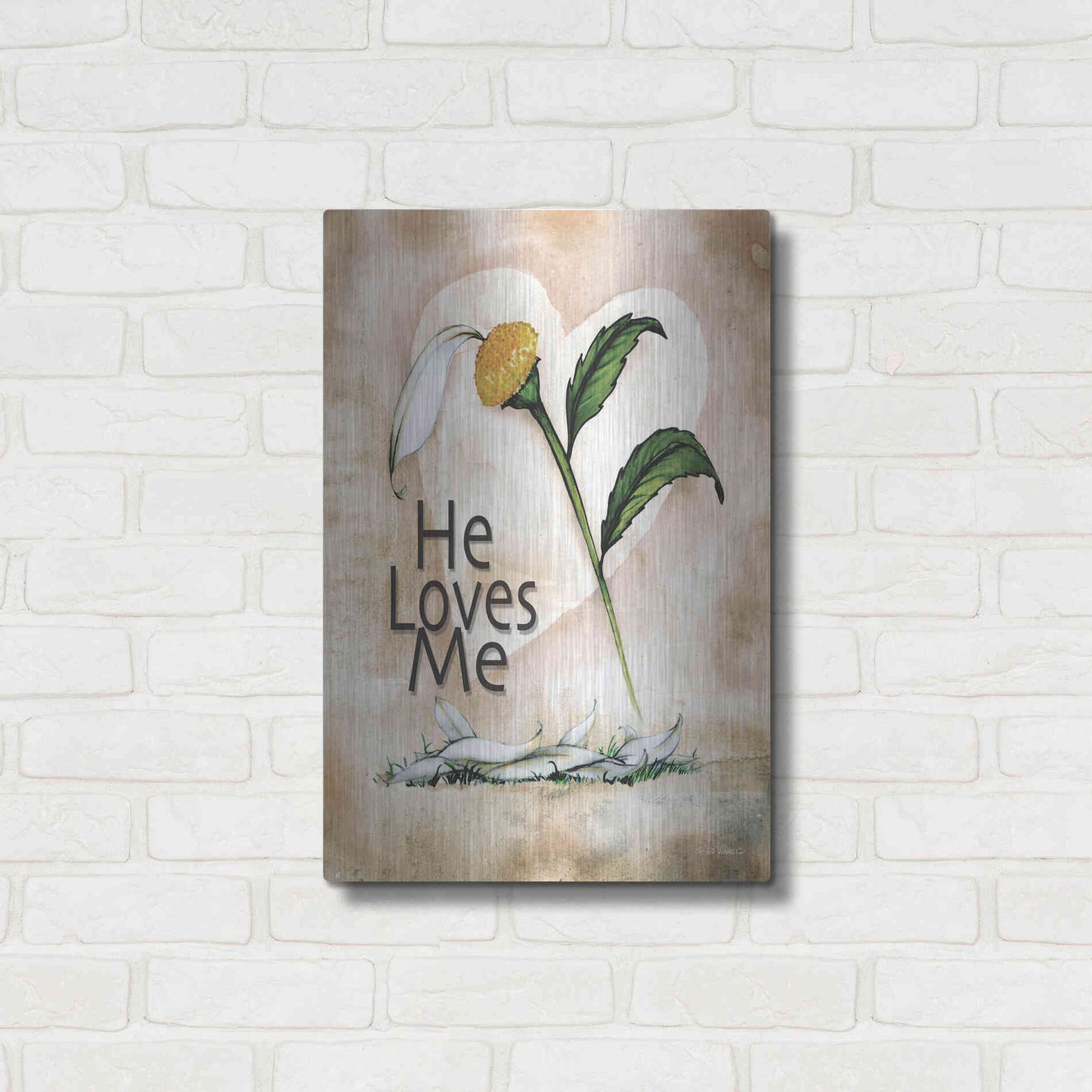 Luxe Metal Art 'He Loves Me' by Ed Wargo, Metal Wall Art,16x24