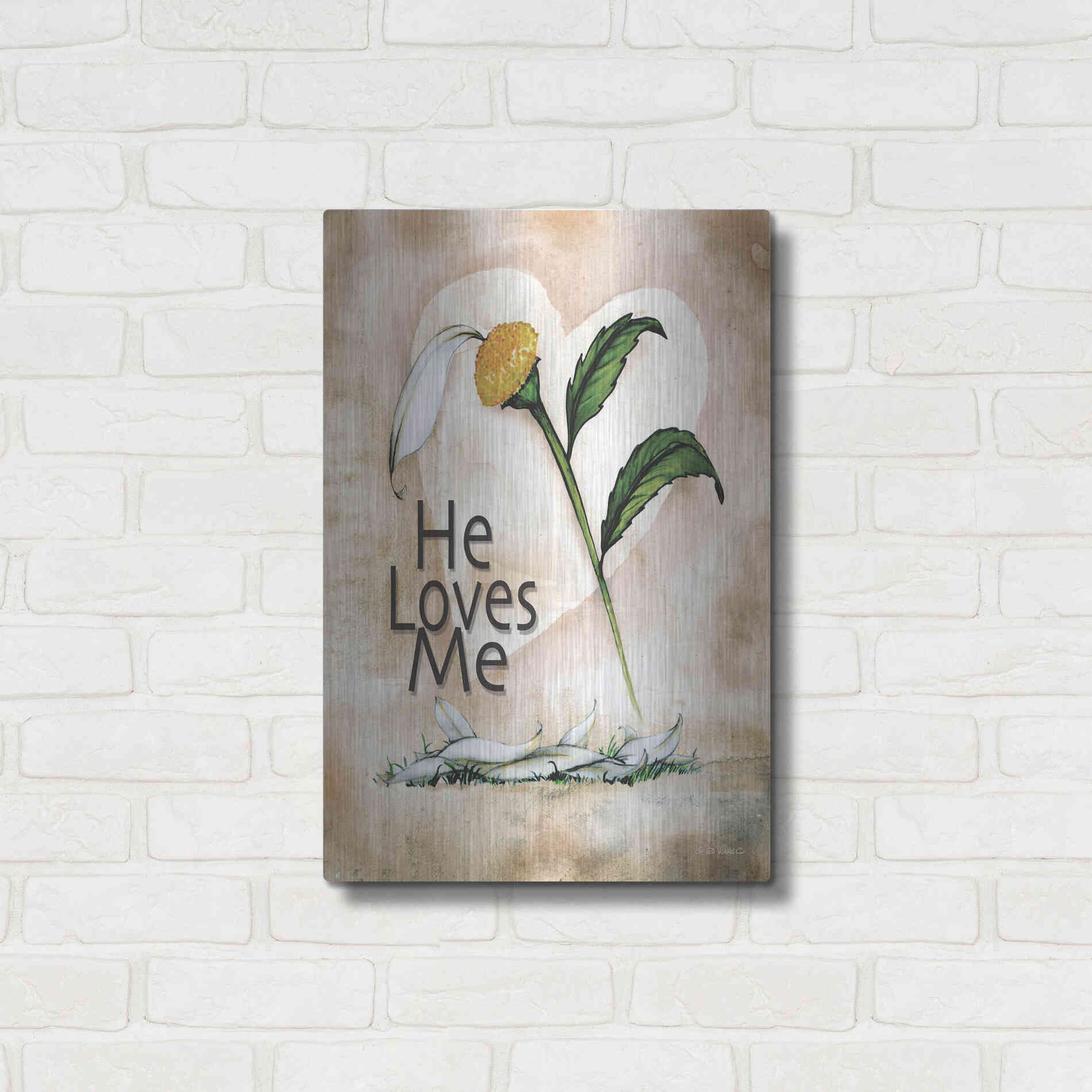 Luxe Metal Art 'He Loves Me' by Ed Wargo, Metal Wall Art,16x24