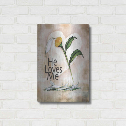 Luxe Metal Art 'He Loves Me' by Ed Wargo, Metal Wall Art,16x24