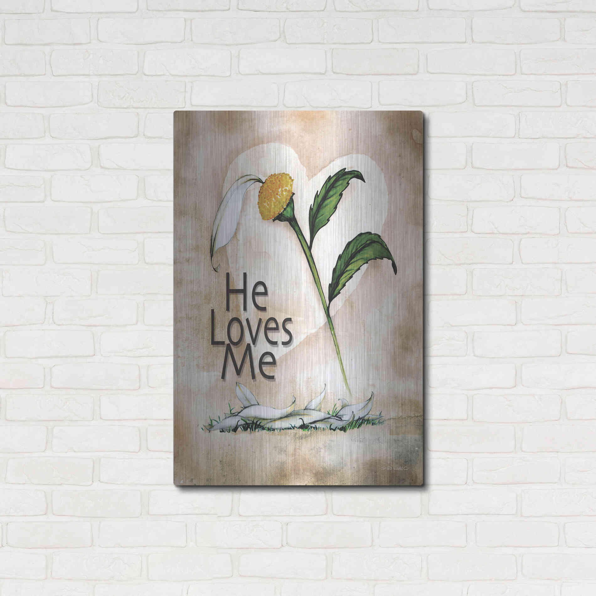 Luxe Metal Art 'He Loves Me' by Ed Wargo, Metal Wall Art,24x36