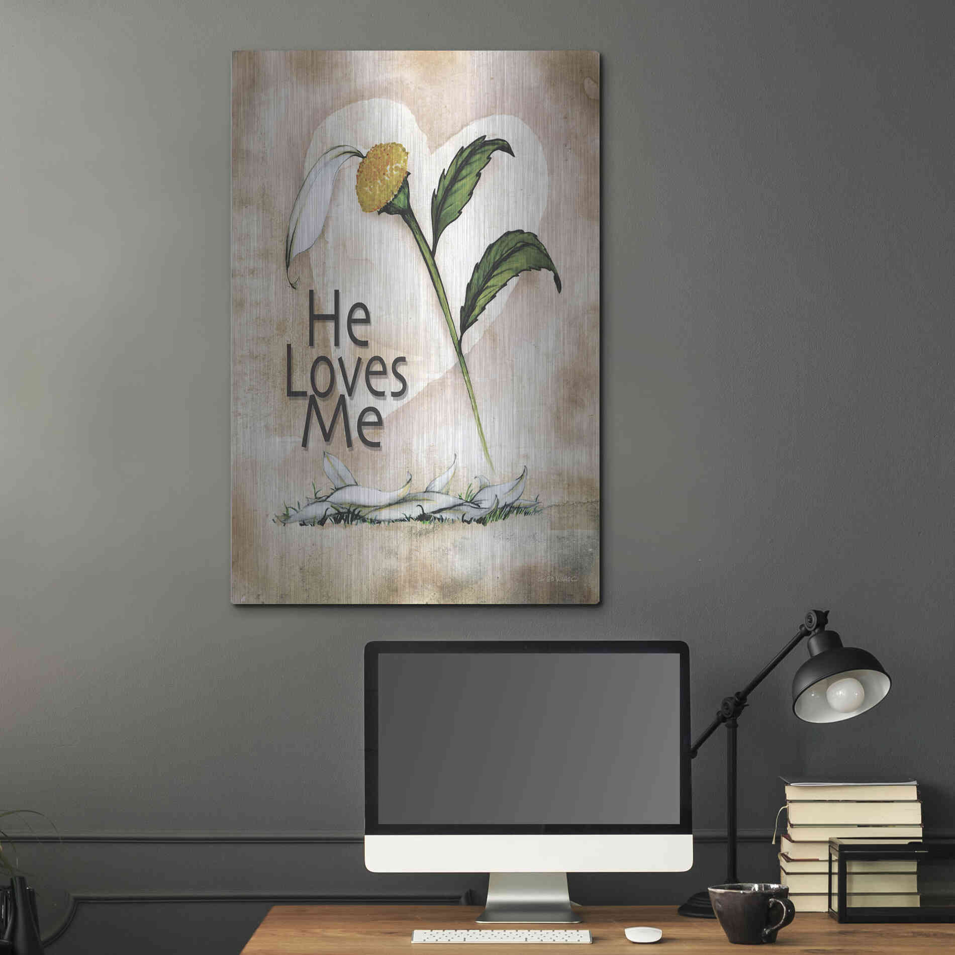 Luxe Metal Art 'He Loves Me' by Ed Wargo, Metal Wall Art,24x36