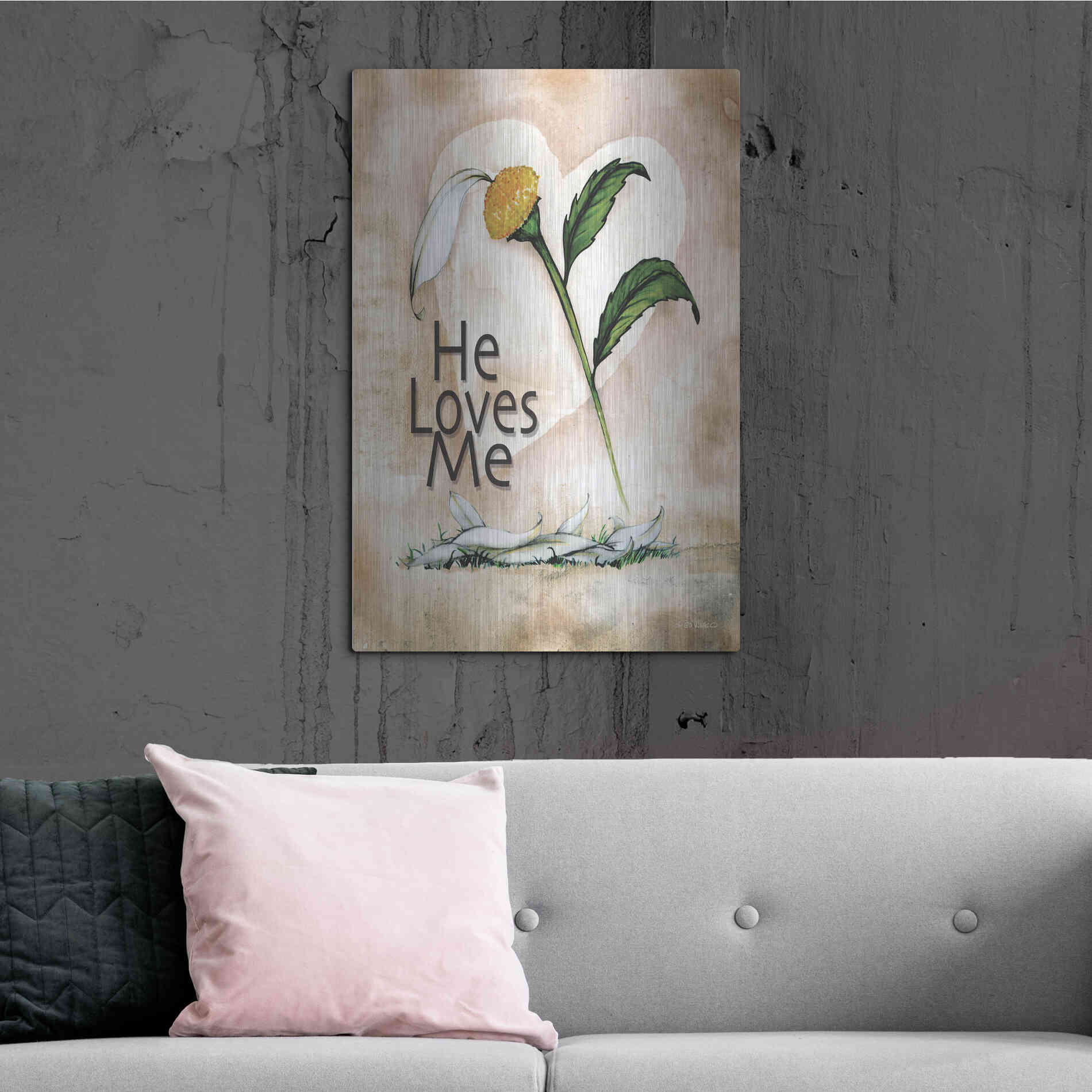 Luxe Metal Art 'He Loves Me' by Ed Wargo, Metal Wall Art,24x36