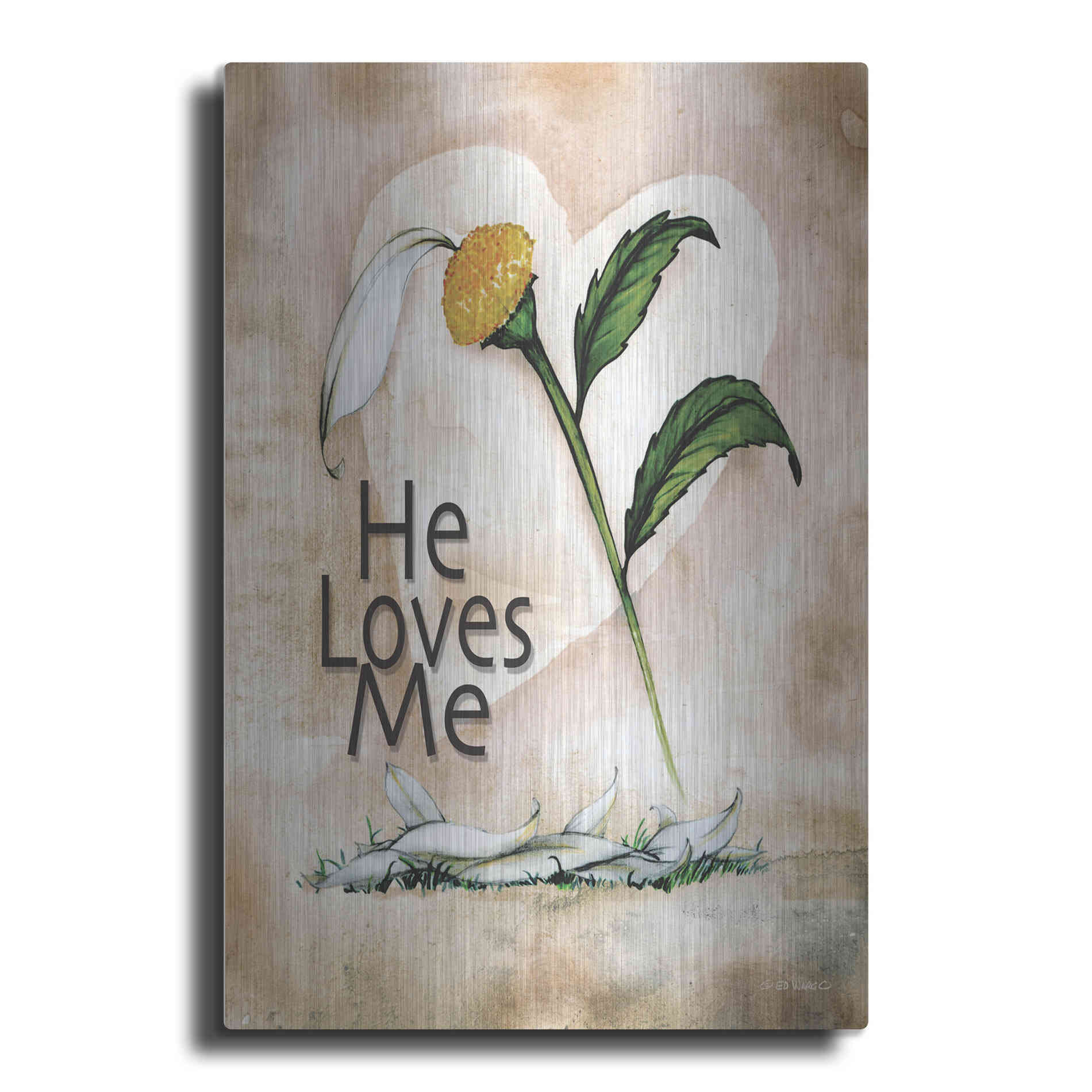 Luxe Metal Art 'He Loves Me' by Ed Wargo, Metal Wall Art