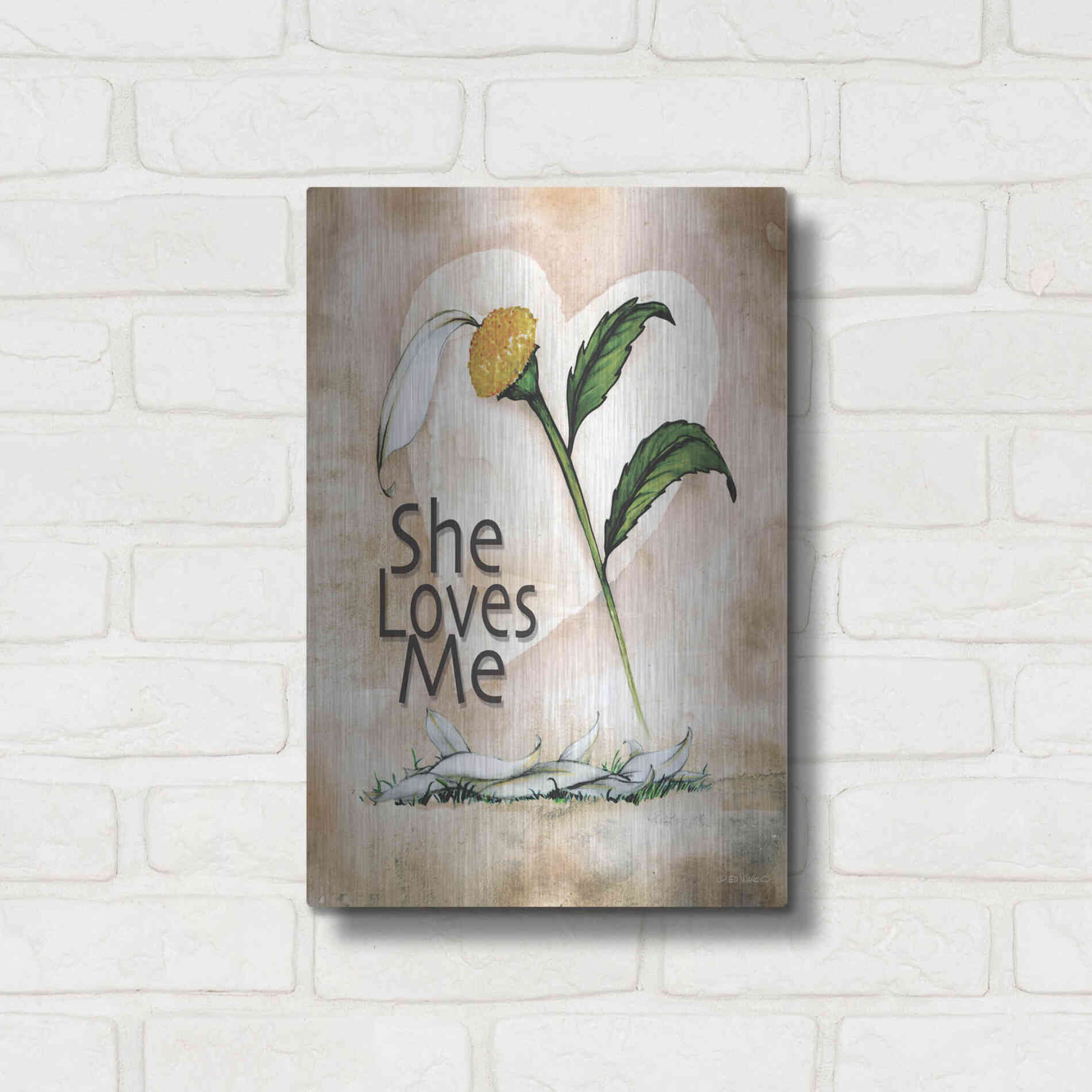 Luxe Metal Art 'She Loves Me' by Ed Wargo, Metal Wall Art,12x16