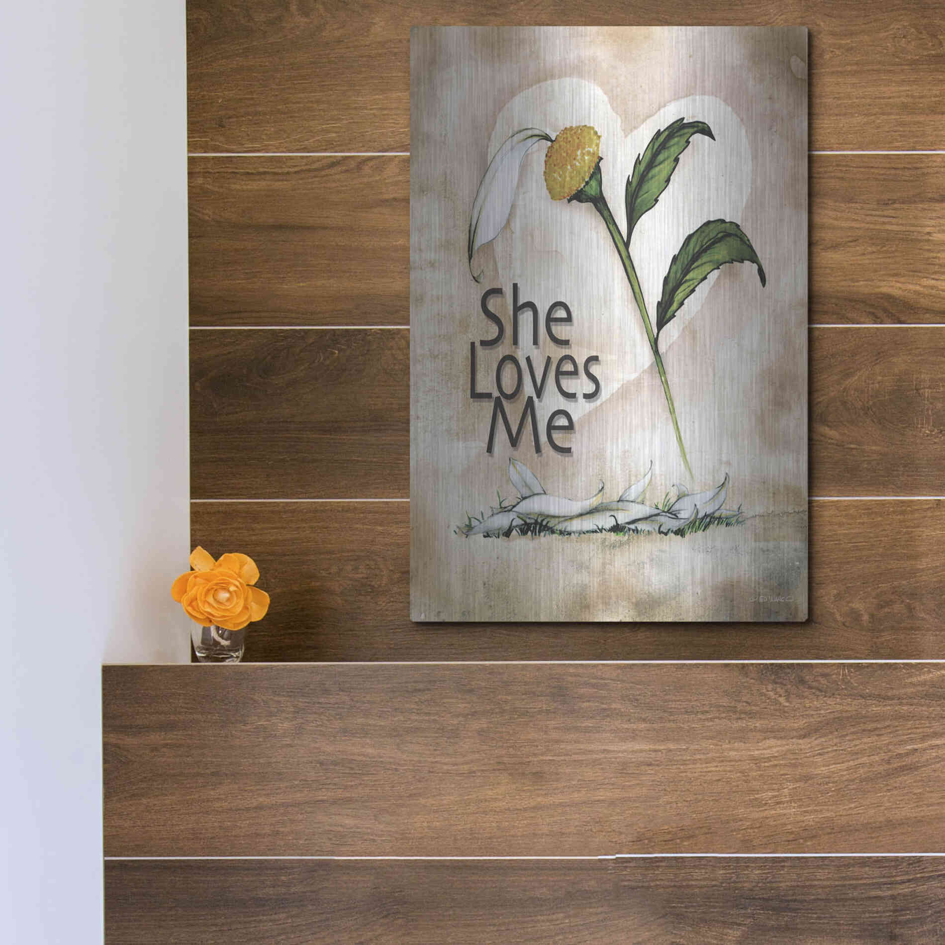 Luxe Metal Art 'She Loves Me' by Ed Wargo, Metal Wall Art,12x16