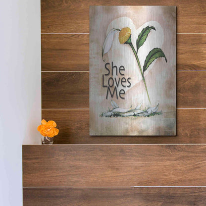 Luxe Metal Art 'She Loves Me' by Ed Wargo, Metal Wall Art,12x16