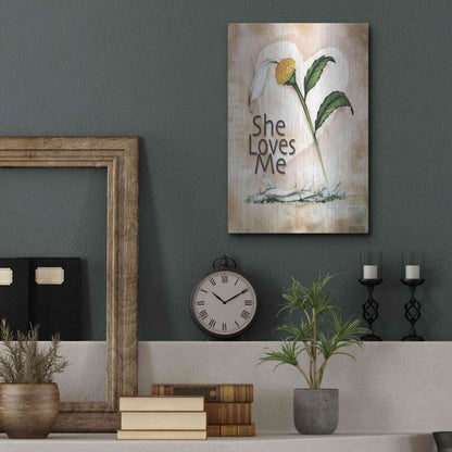 Luxe Metal Art 'She Loves Me' by Ed Wargo, Metal Wall Art,12x16