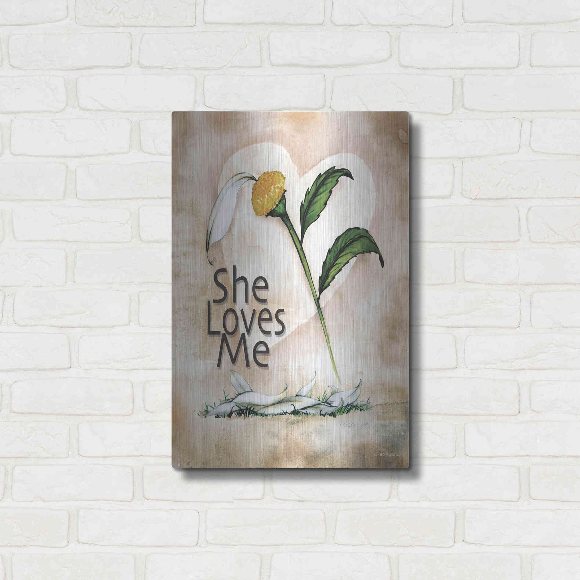 Luxe Metal Art 'She Loves Me' by Ed Wargo, Metal Wall Art,16x24