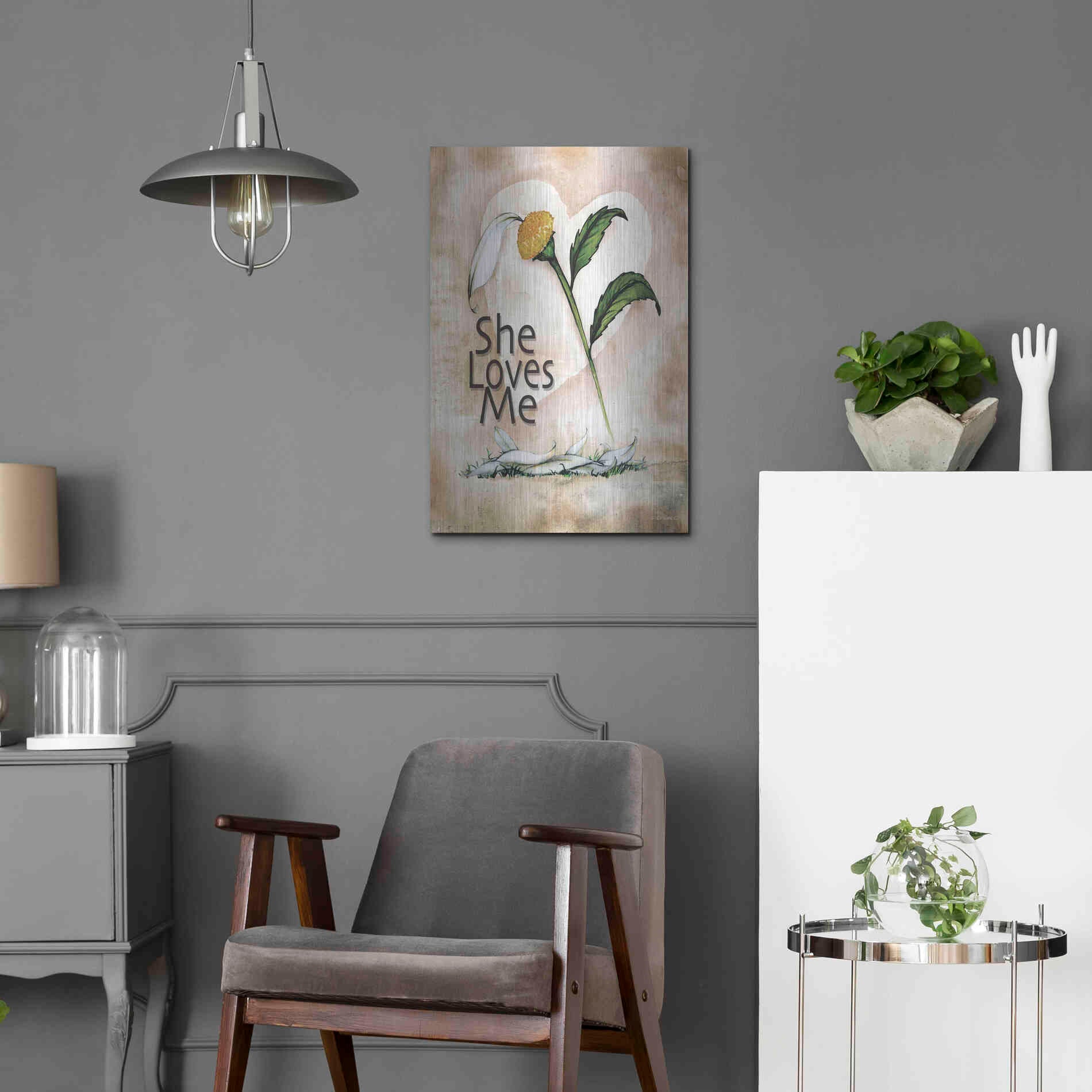 Luxe Metal Art 'She Loves Me' by Ed Wargo, Metal Wall Art,16x24