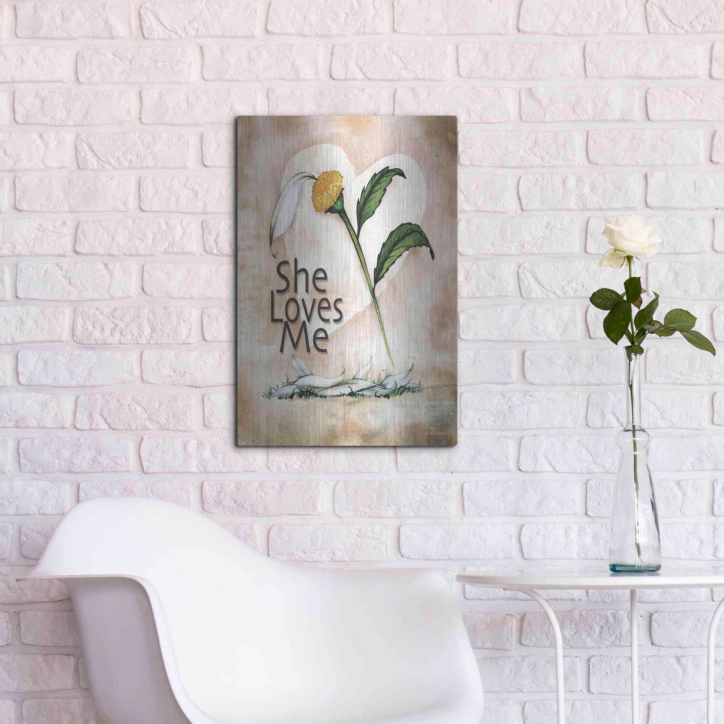 Luxe Metal Art 'She Loves Me' by Ed Wargo, Metal Wall Art,16x24