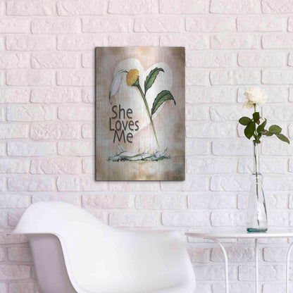 Luxe Metal Art 'She Loves Me' by Ed Wargo, Metal Wall Art,16x24