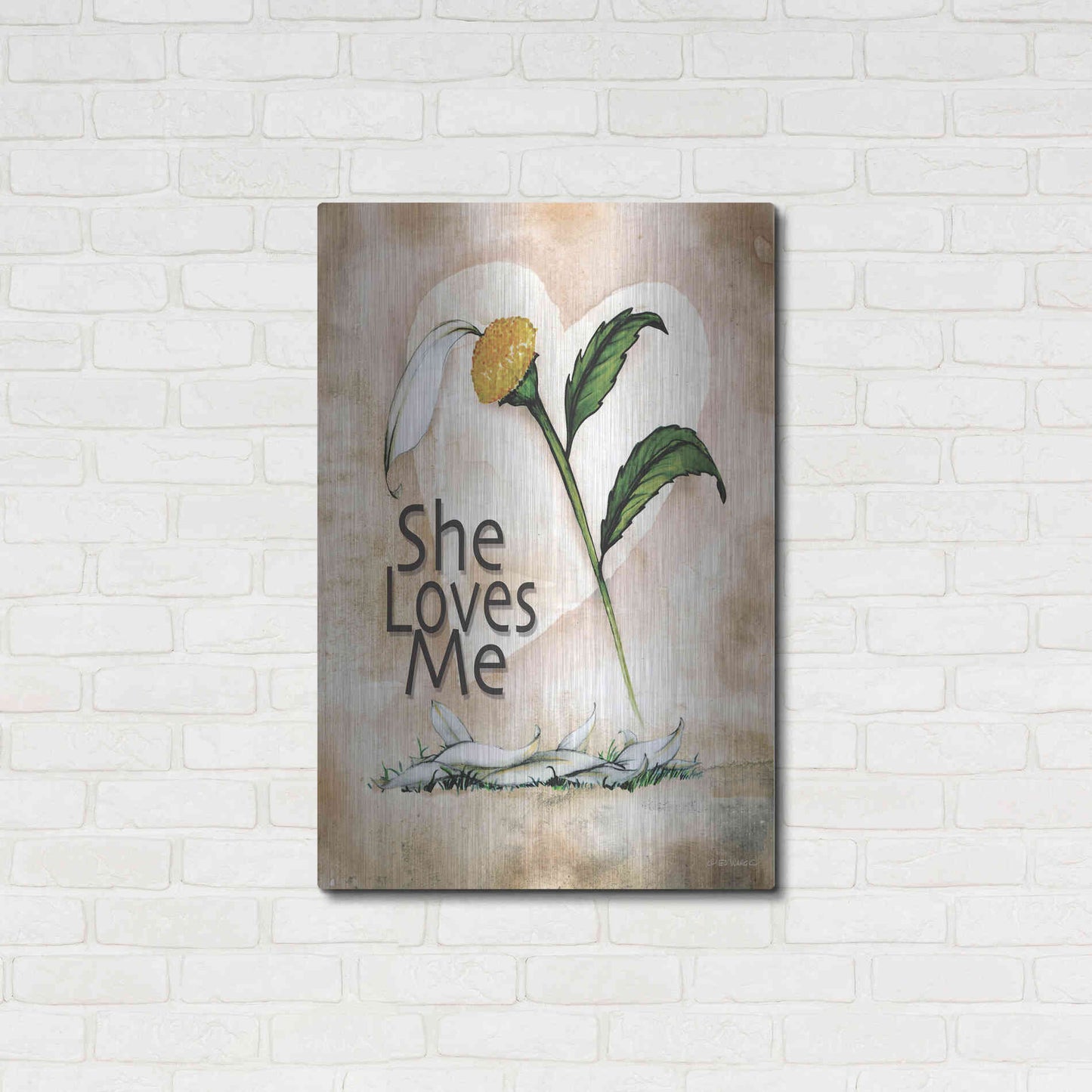 Luxe Metal Art 'She Loves Me' by Ed Wargo, Metal Wall Art,24x36
