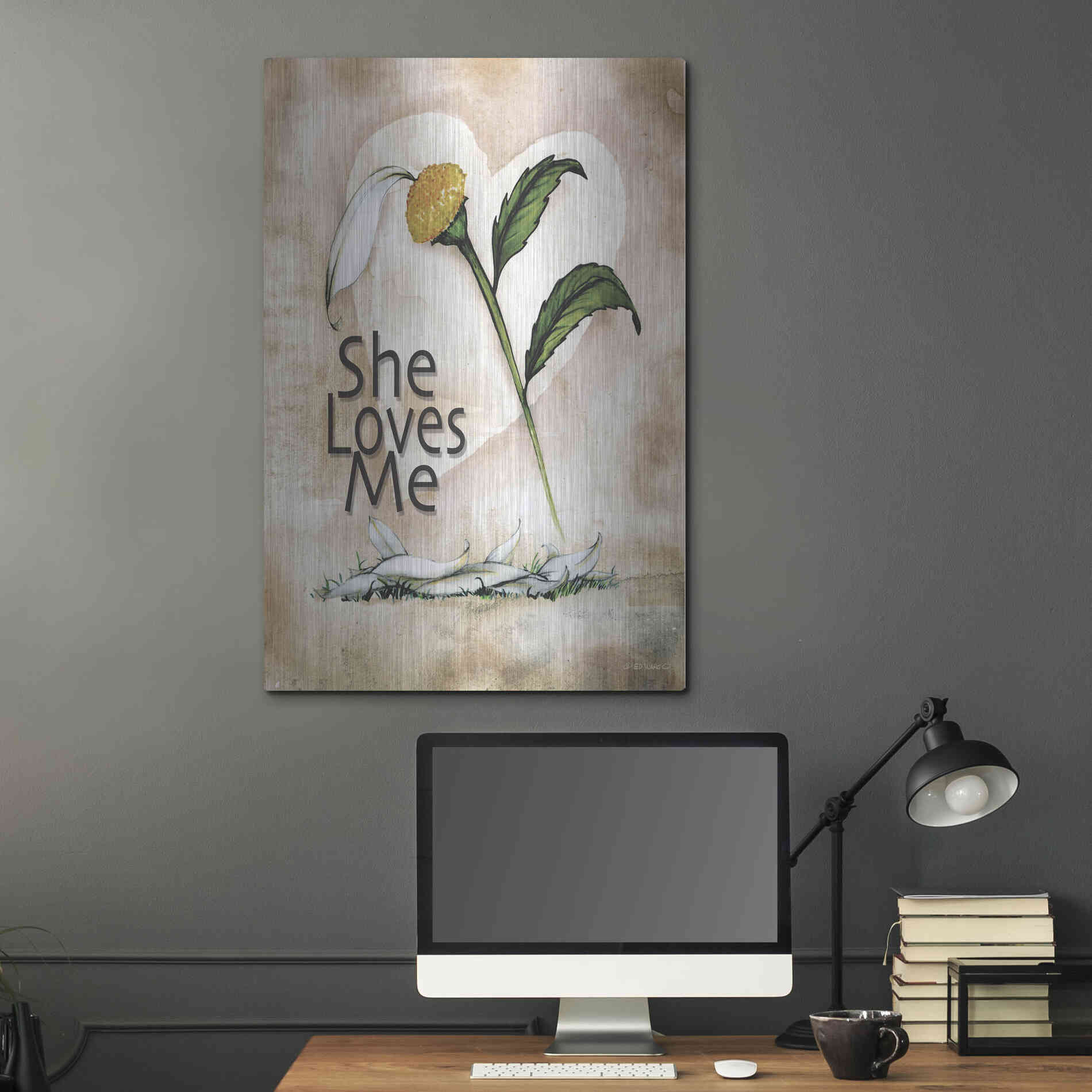 Luxe Metal Art 'She Loves Me' by Ed Wargo, Metal Wall Art,24x36