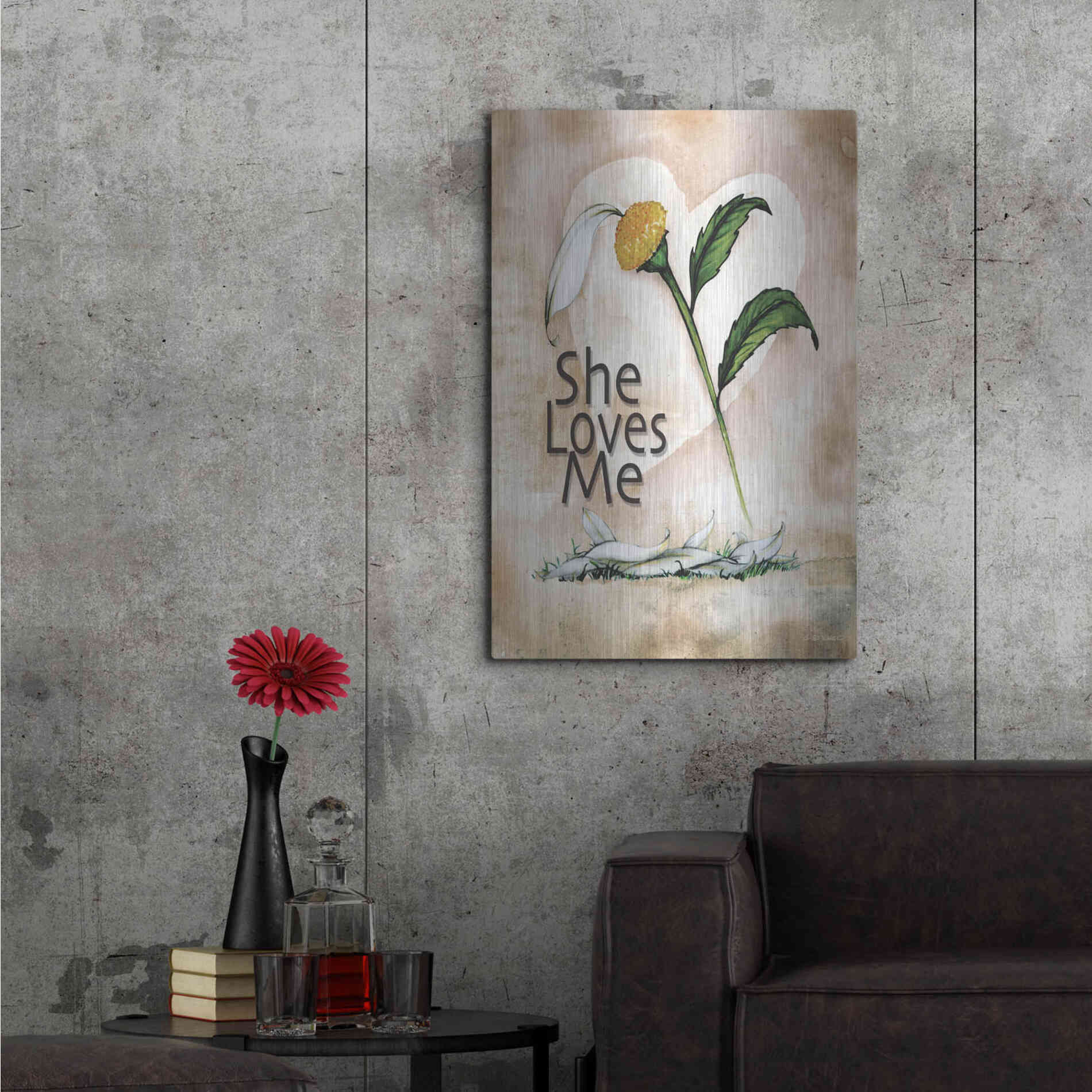 Luxe Metal Art 'She Loves Me' by Ed Wargo, Metal Wall Art,24x36