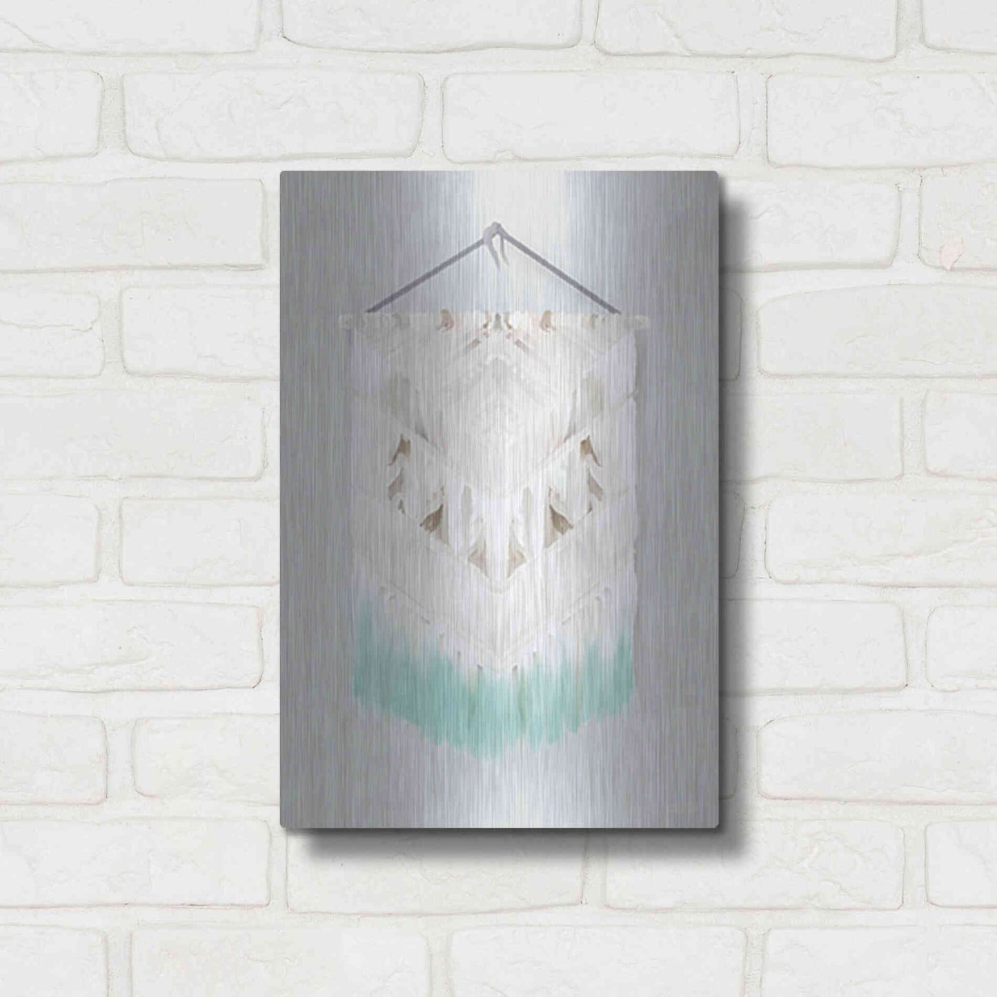 Luxe Metal Art 'Aqua Bohemian Macrame' by House Fenway, Metal Wall Art,12x16