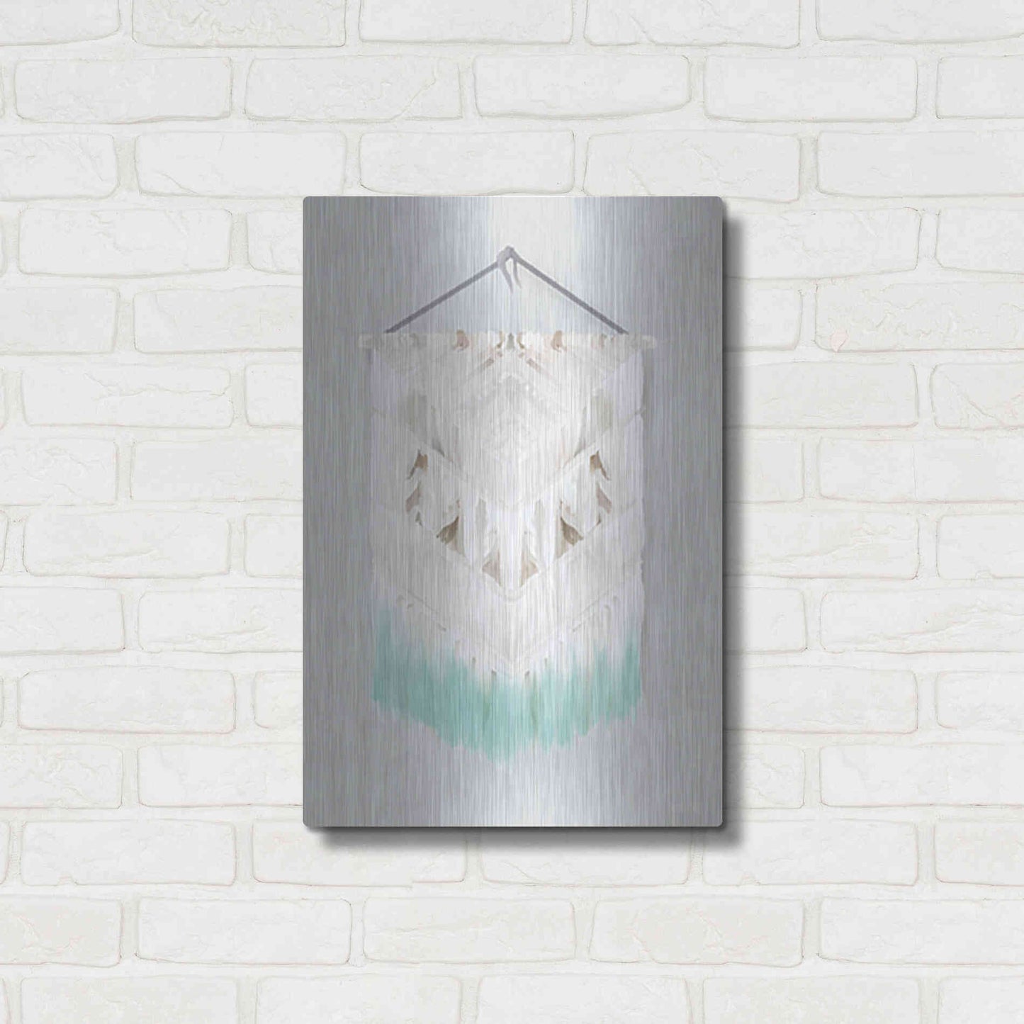 Luxe Metal Art 'Aqua Bohemian Macrame' by House Fenway, Metal Wall Art,16x24