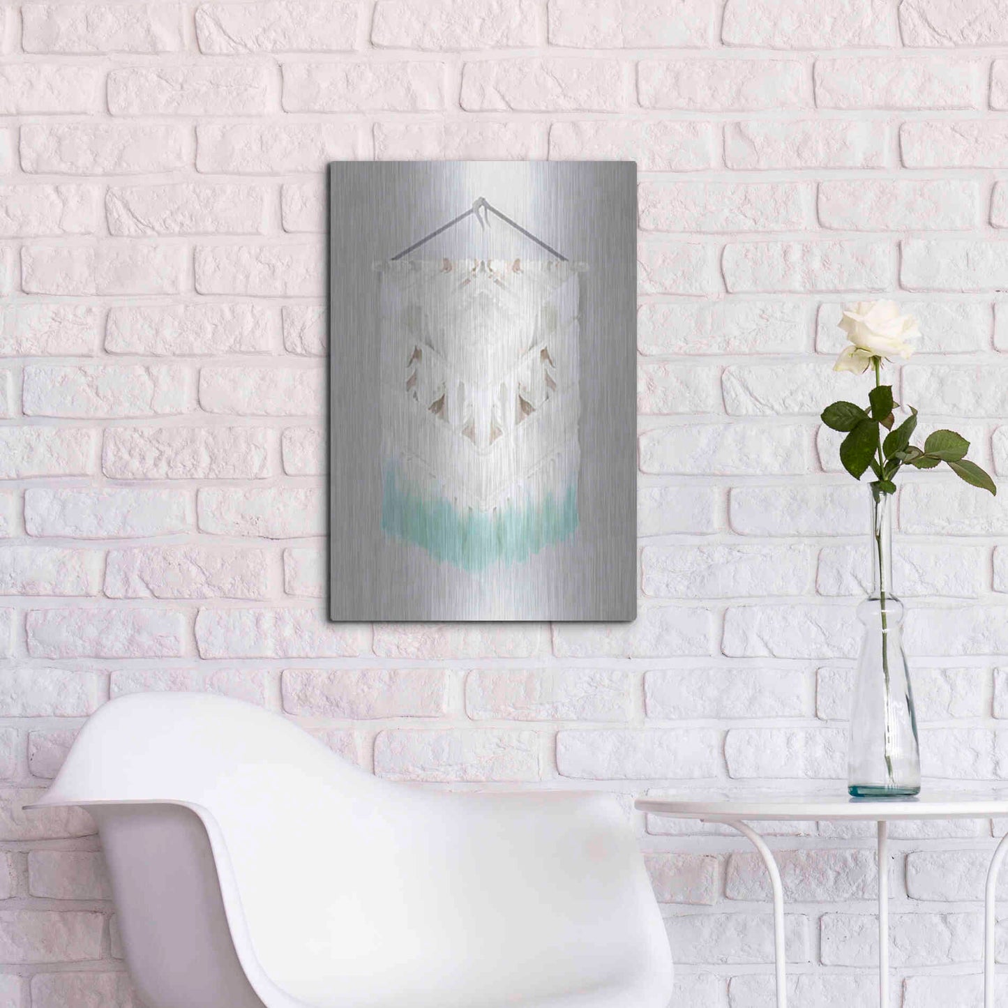 Luxe Metal Art 'Aqua Bohemian Macrame' by House Fenway, Metal Wall Art,16x24
