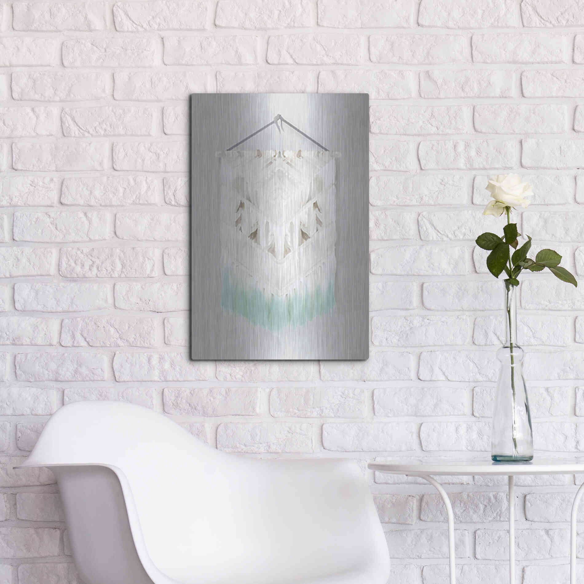 Luxe Metal Art 'Aqua Bohemian Macrame' by House Fenway, Metal Wall Art,16x24