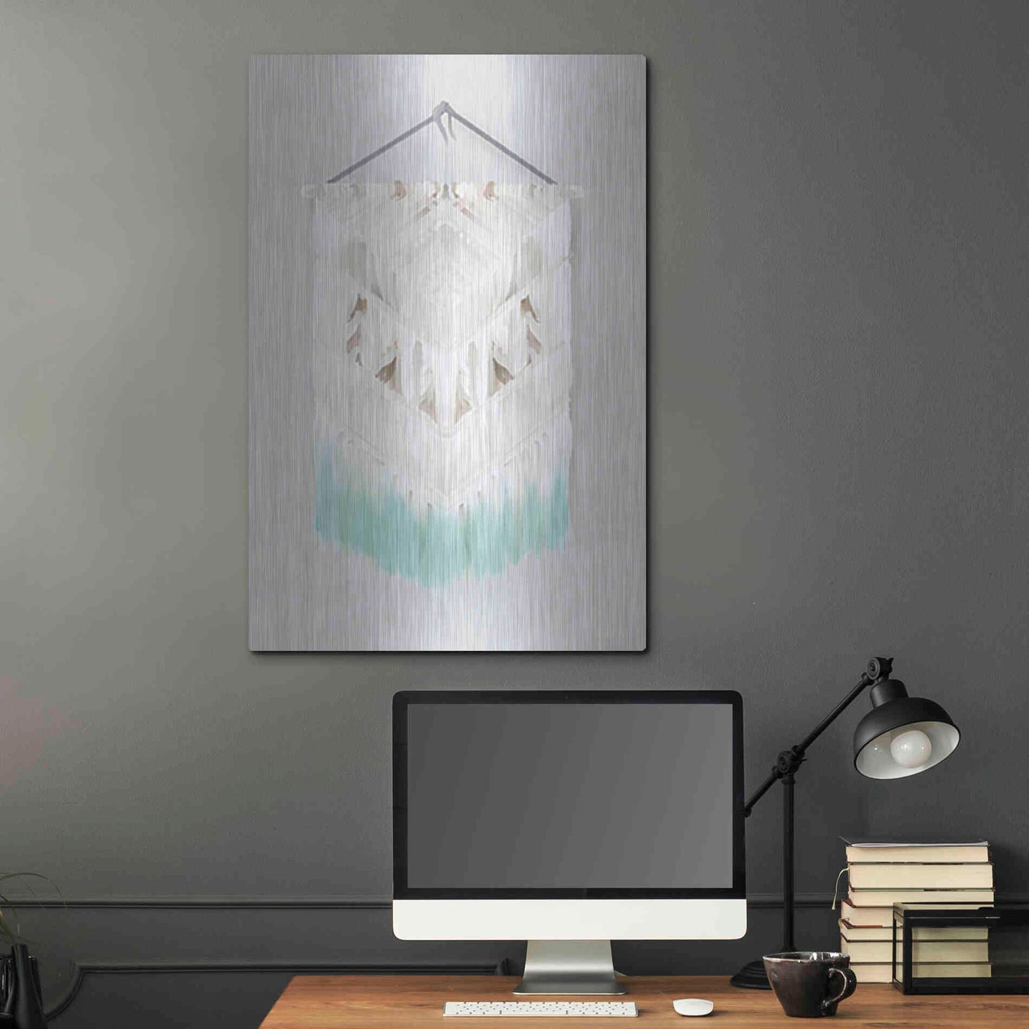 Luxe Metal Art 'Aqua Bohemian Macrame' by House Fenway, Metal Wall Art,24x36