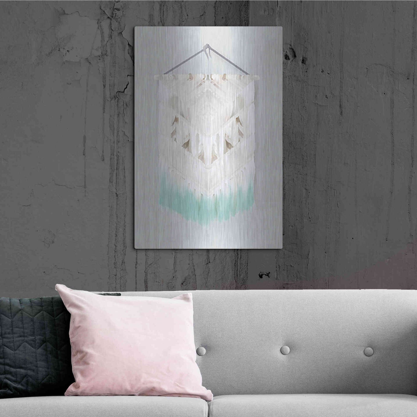 Luxe Metal Art 'Aqua Bohemian Macrame' by House Fenway, Metal Wall Art,24x36