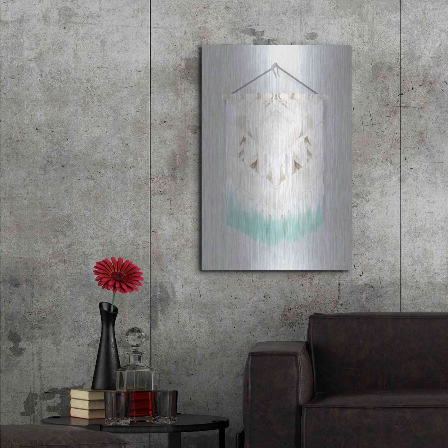 Luxe Metal Art 'Aqua Bohemian Macrame' by House Fenway, Metal Wall Art,24x36