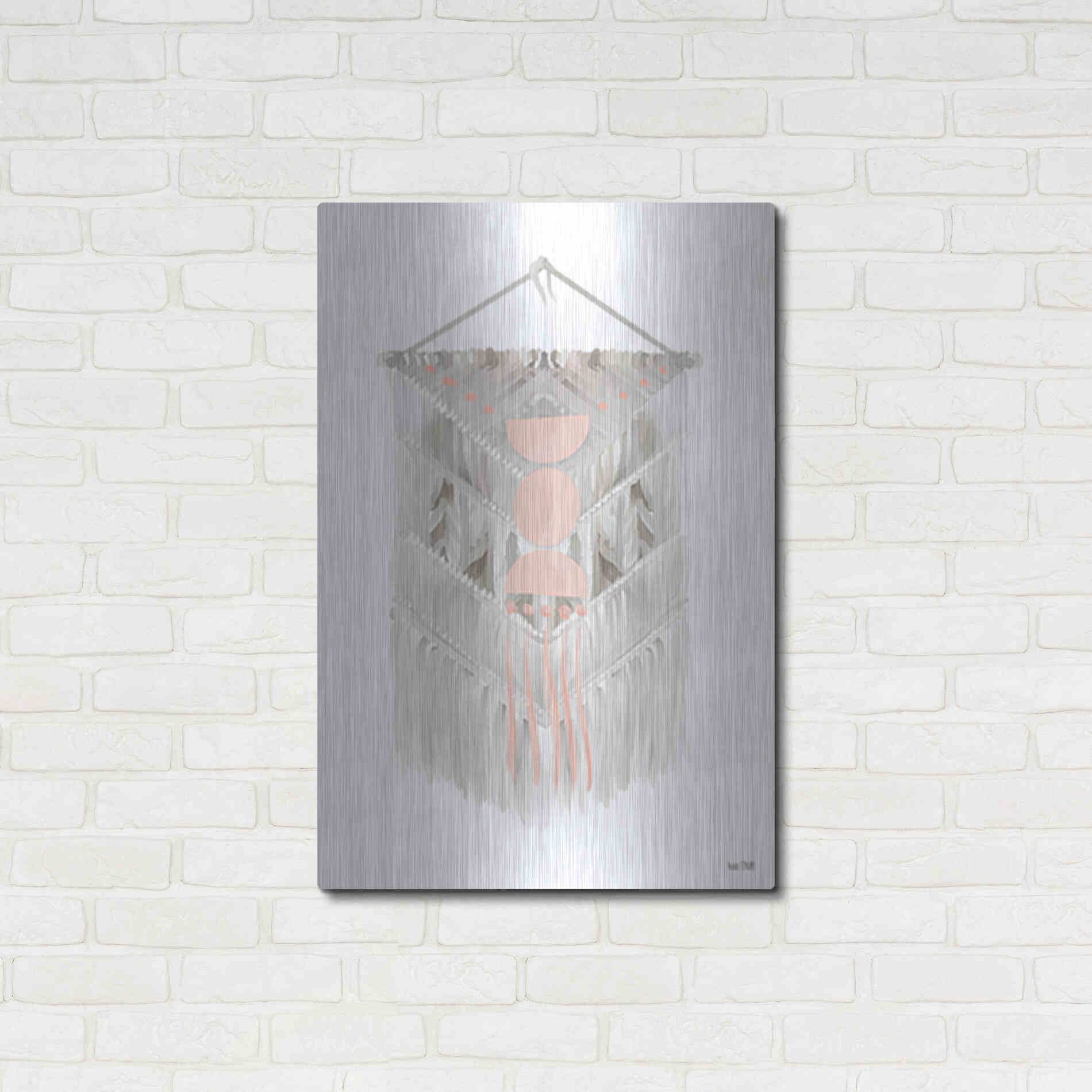 Luxe Metal Art 'Pink Bohemian Macrame' by House Fenway, Metal Wall Art,24x36